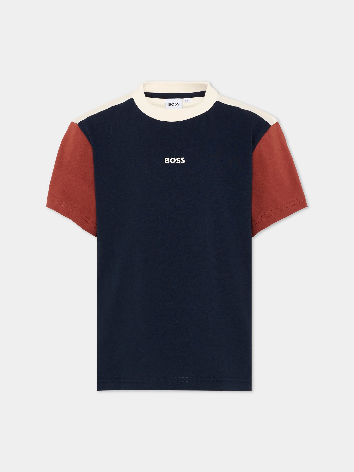 T-shirt blu per bambino con logo,Boss,J53422 849