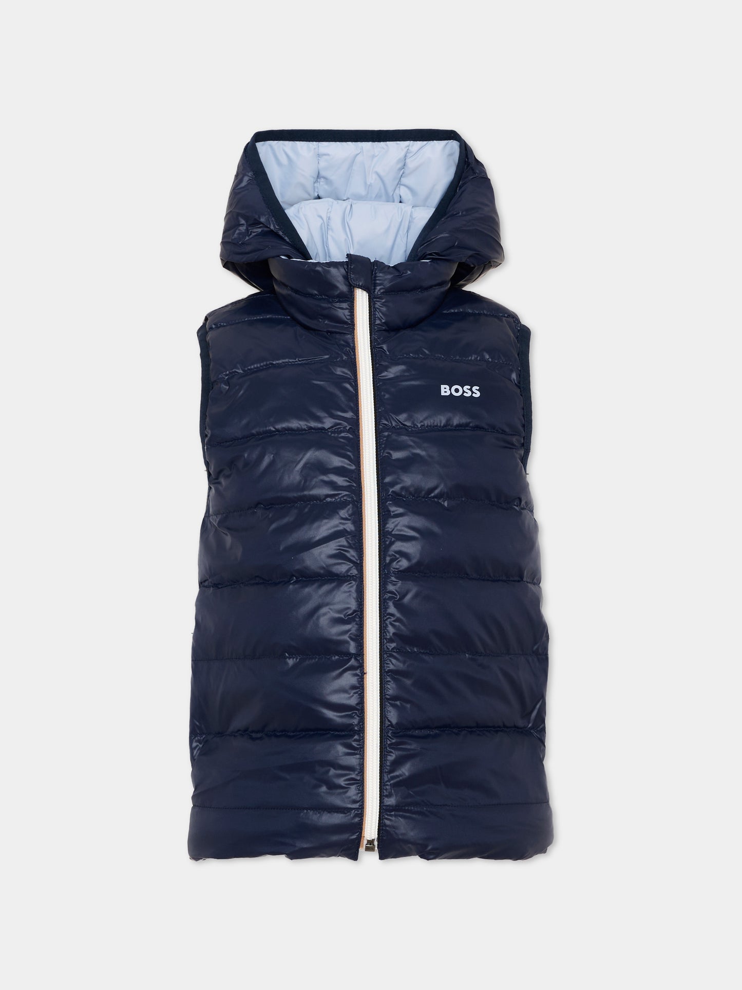 Gilet celeste per bambino con logo,Boss,J53436 796