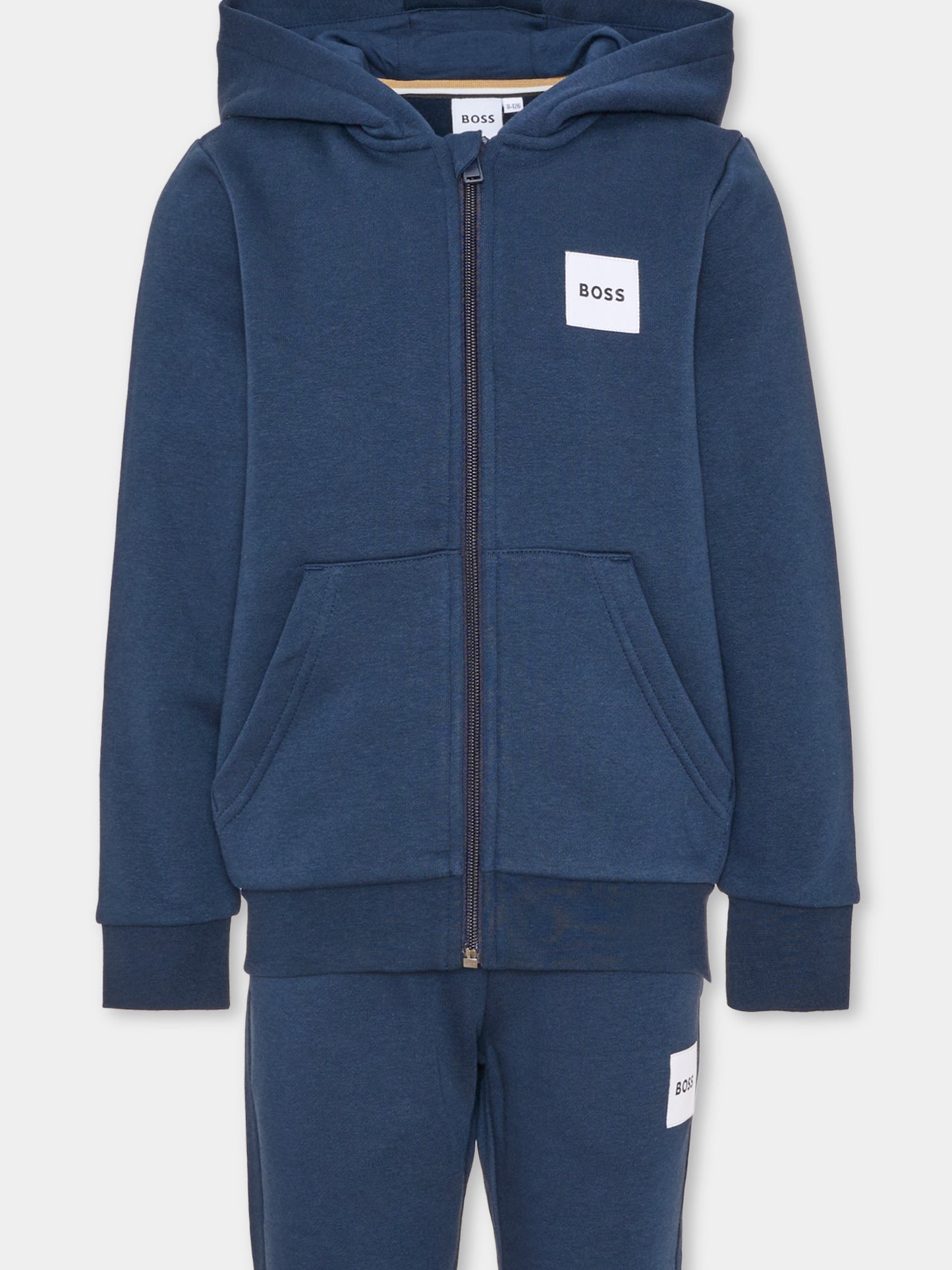 Completo sportivo lungo blu per bambino con logo,Boss,J53442 849