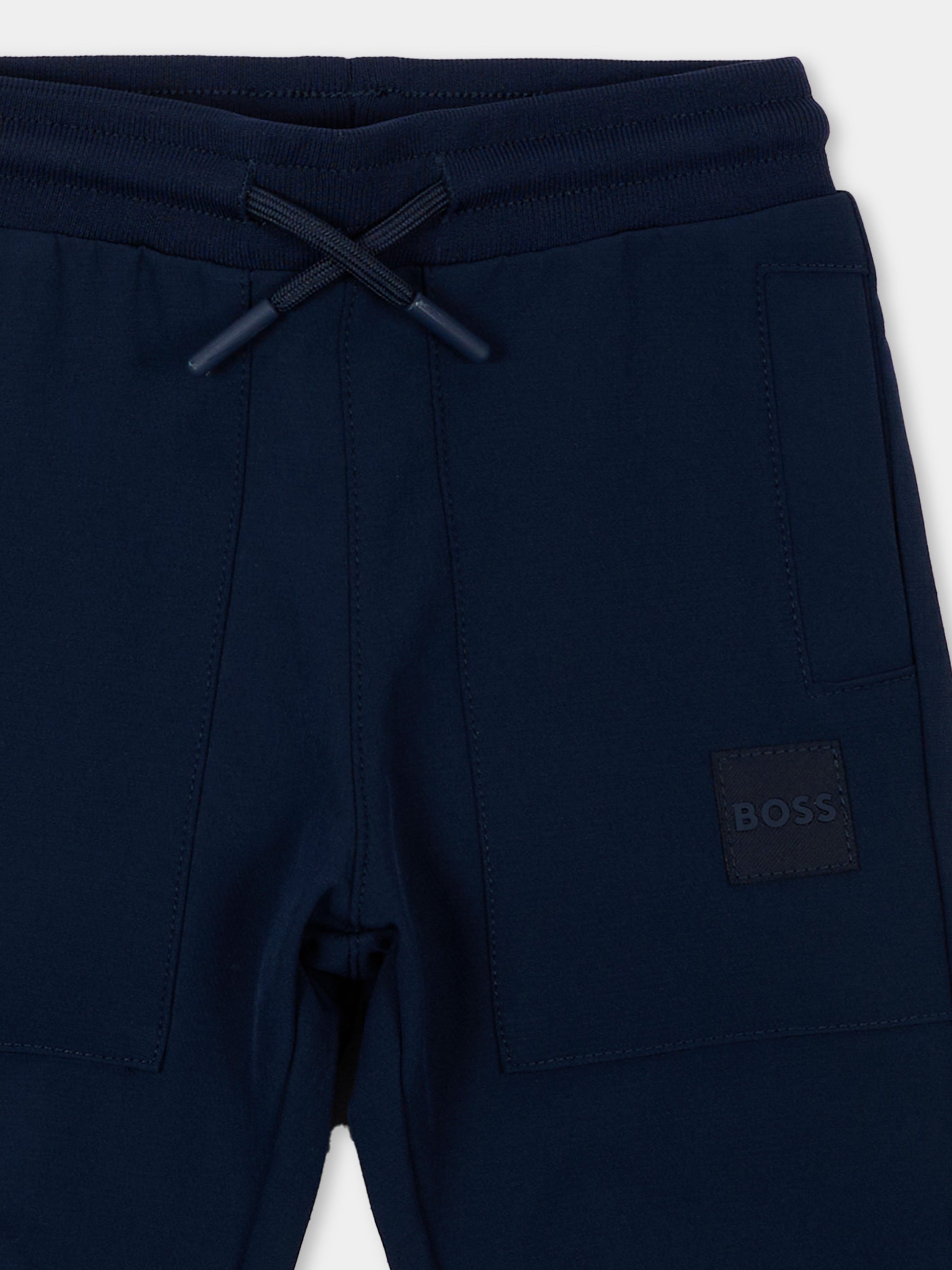 Pantalone blu per neonato con logo,Boss,J53471 849