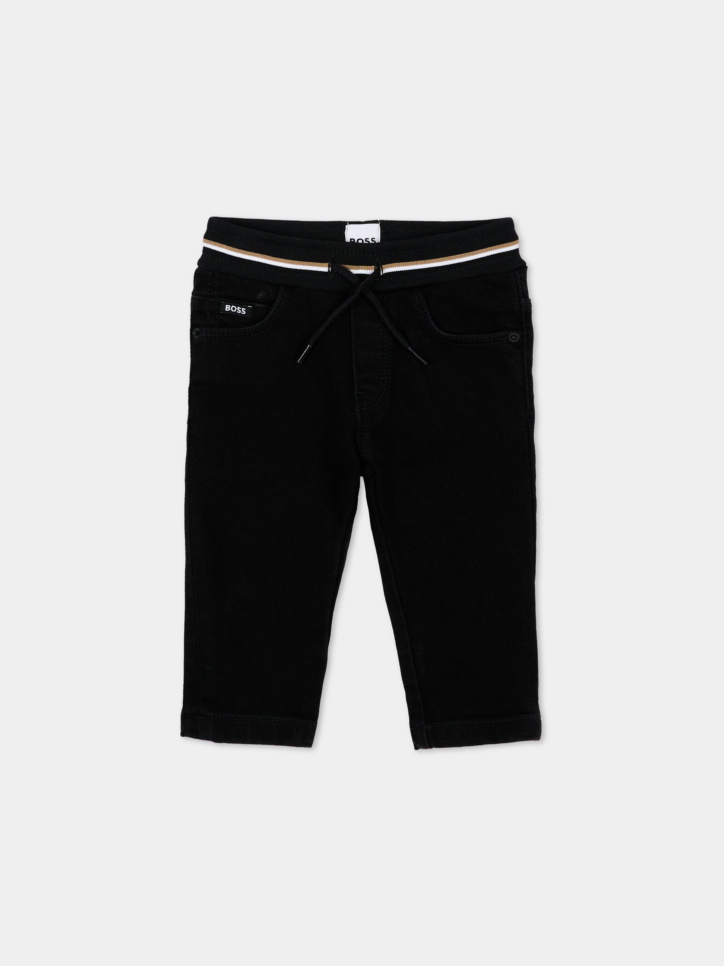 Jeans nero per neonato con logo,Boss,J53475 09B
