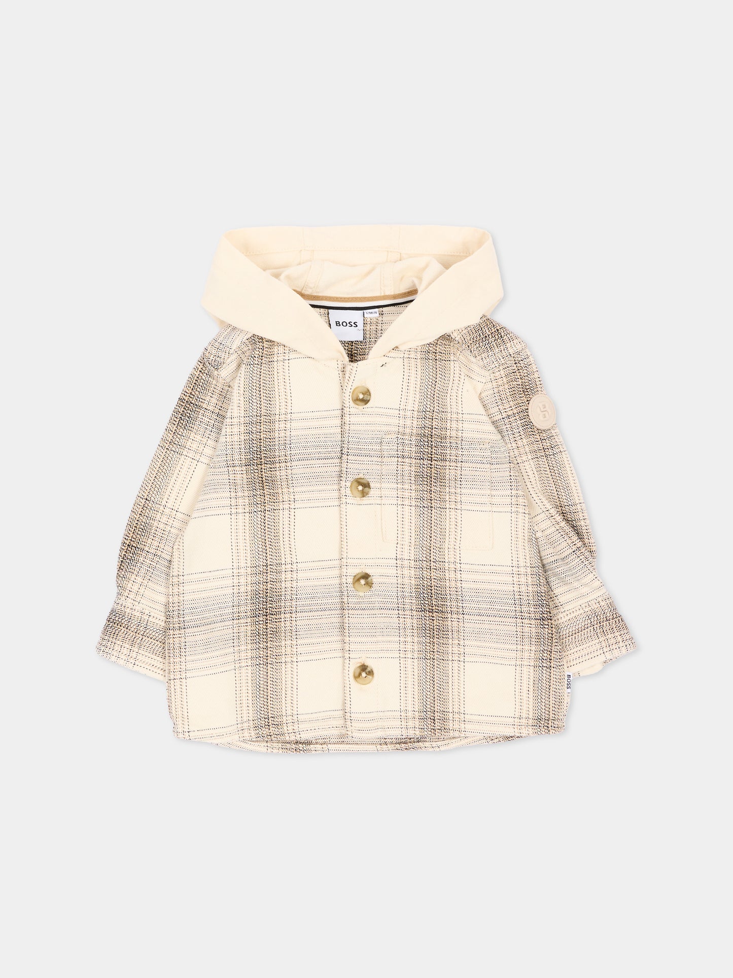 Camicia avorio per neonato a quadri,Boss,J53479 120