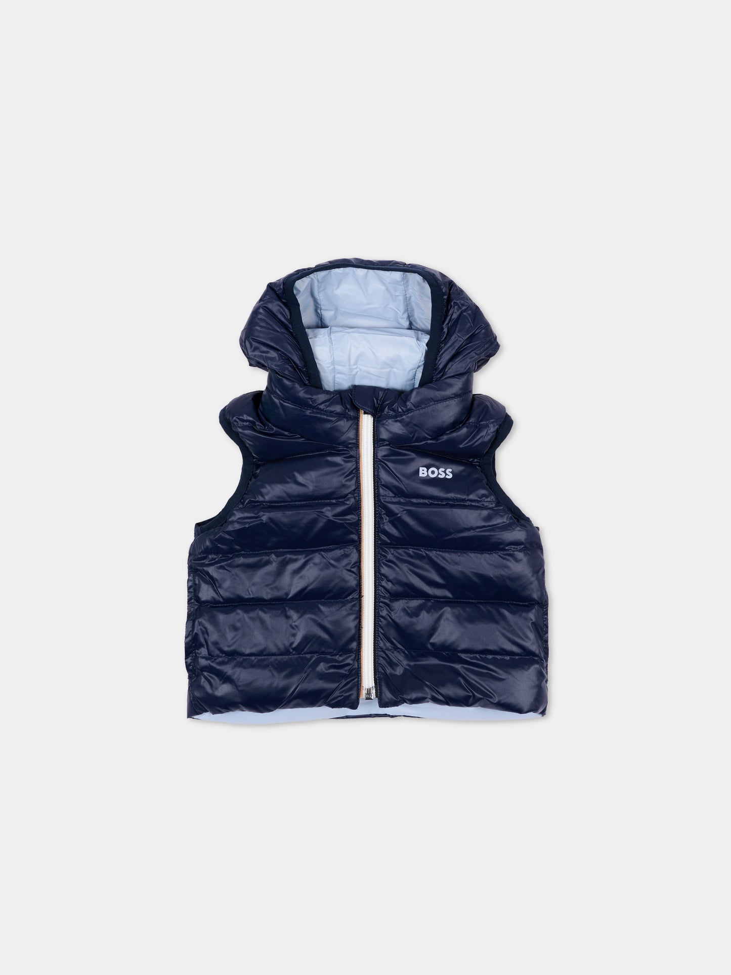 Gilet celeste per neonato con logo,Boss,J53506 796