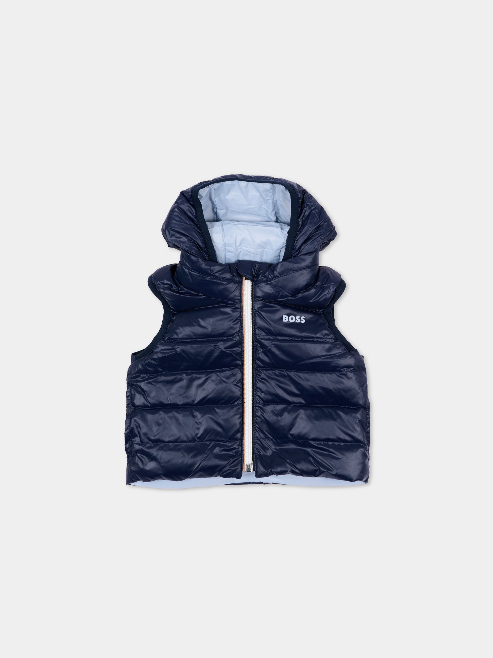 Gilet celeste per neonato con logo,Boss,J53506 796