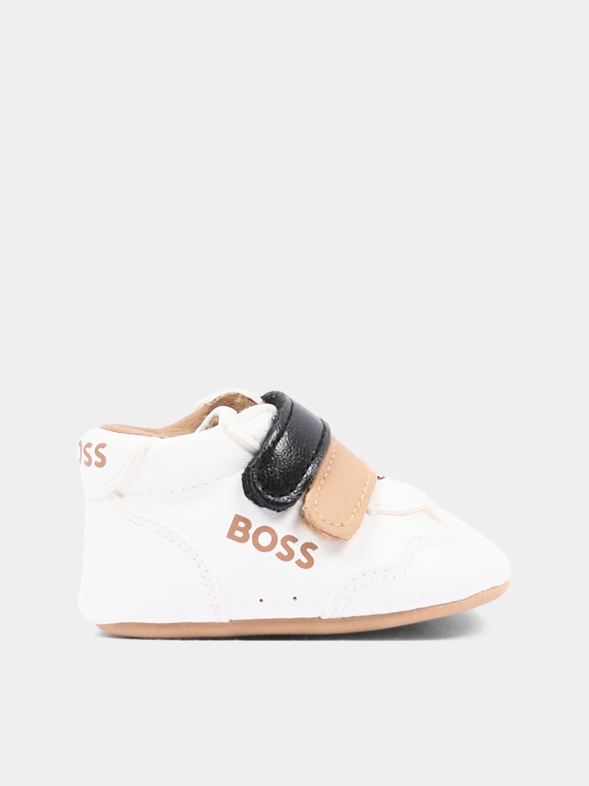Sneakers bianche per neonato con logo,Boss,J53553 10P