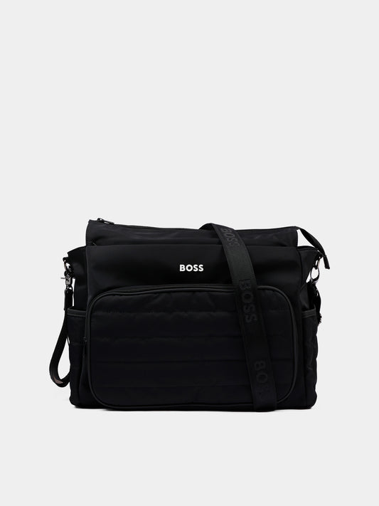 Borsa mamma nera per neonati con logo,Boss,J53562 09B