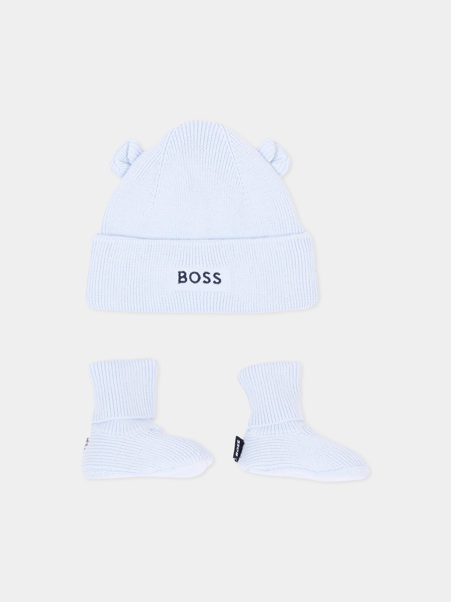 Set Accessori celeste per neonato con logo,Boss,J53569 771