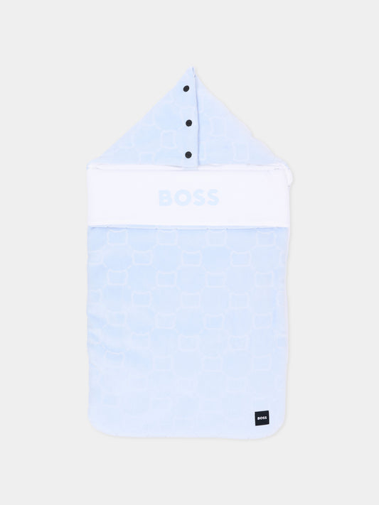 Sacco nanna azzurro per neonato con logo,Boss,J53573 771
