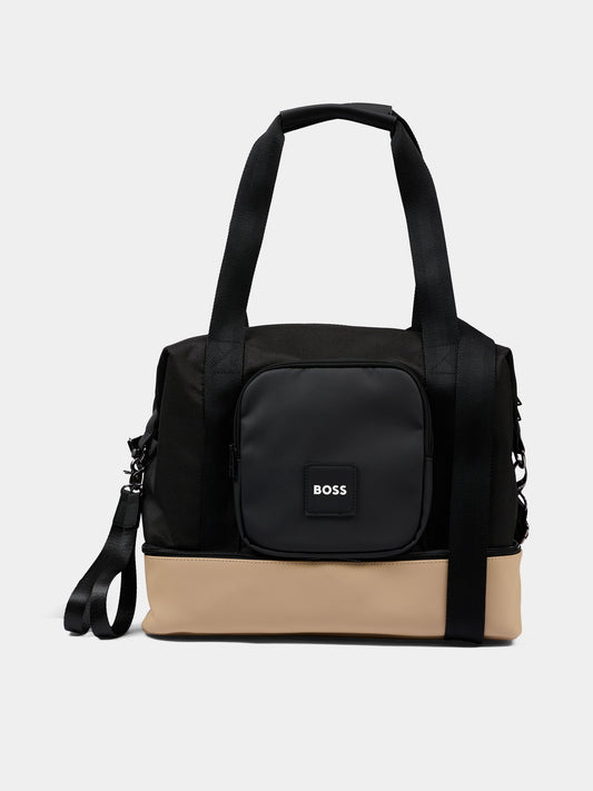 Borsa mamma nera per neonati con logo,Boss,J53608 09B