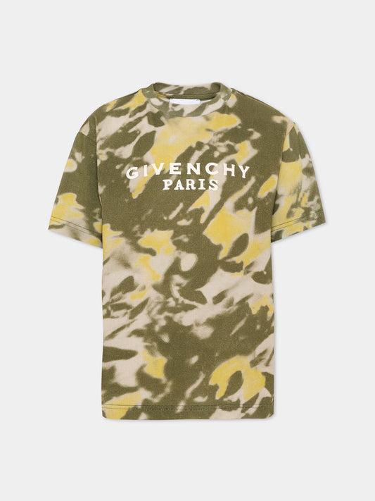 T-Shirt verde per bambino con logo,Givenchy Kids,H31281 653