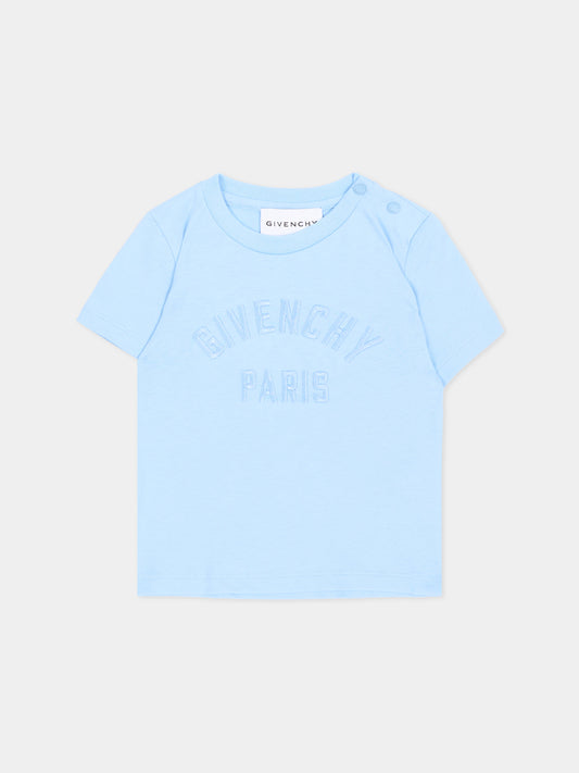 T-Shirt azzurra per neonato con logo,Givenchy Kids,H31286 789