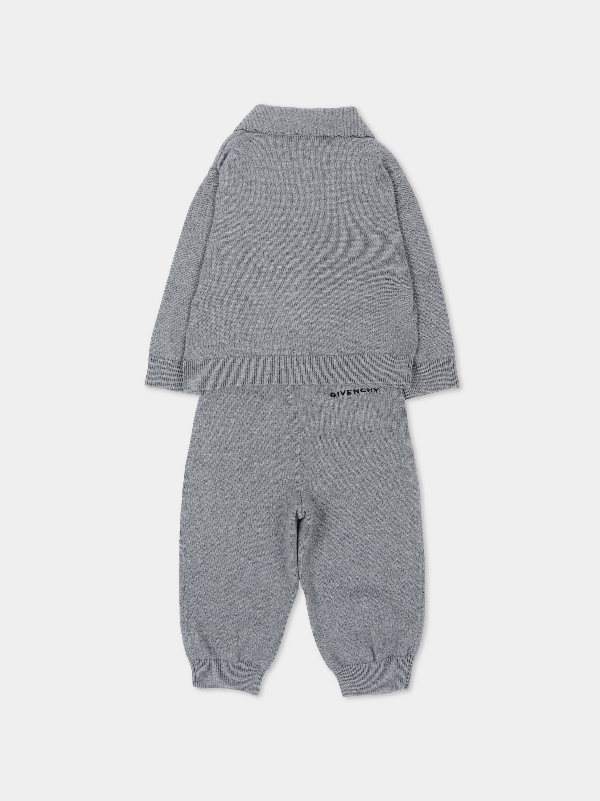 Completo sportivo lungo grigio per neonata con logo,Givenchy Kids,H31295 A47