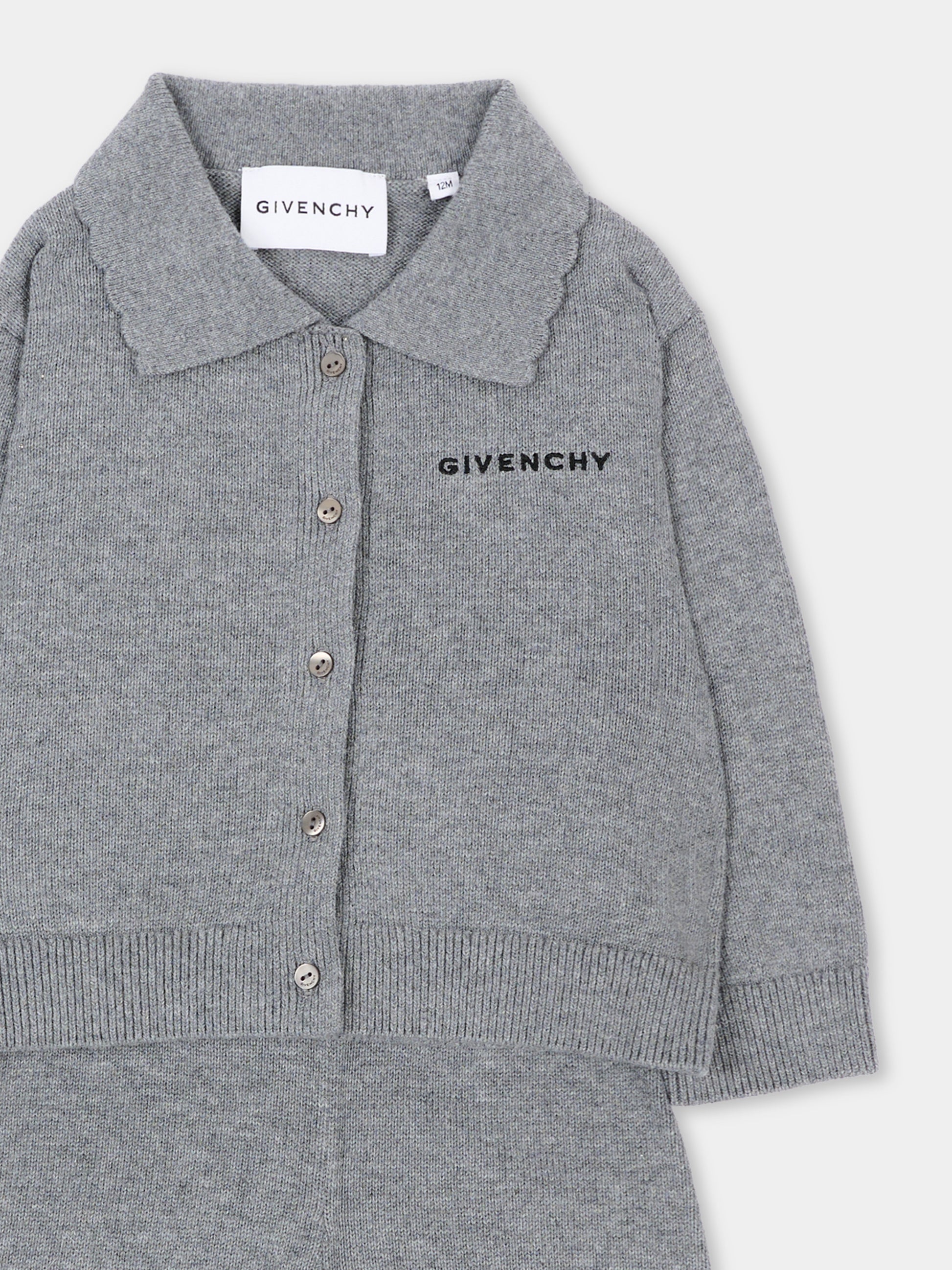 Completo sportivo lungo grigio per neonata con logo,Givenchy Kids,H31295 A47