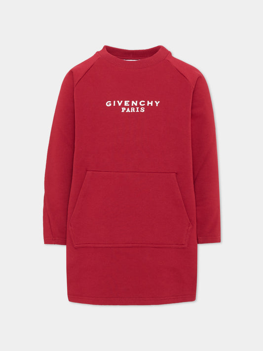 Vestito bordeaux per bambina con logo,Givenchy Kids,H31331 96D