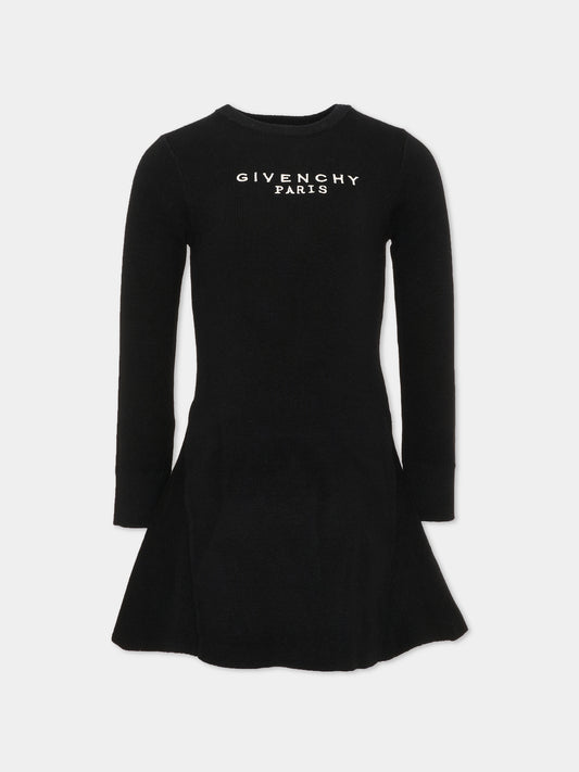 Vestito nero per bambina con logo,Givenchy Kids,H31332 09B