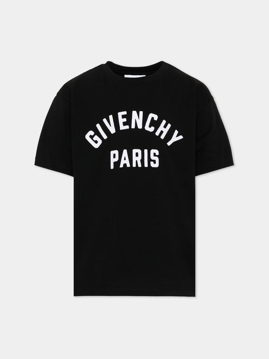 T-Shirt nera per bambini con logo,Givenchy Kids,H31345 09B