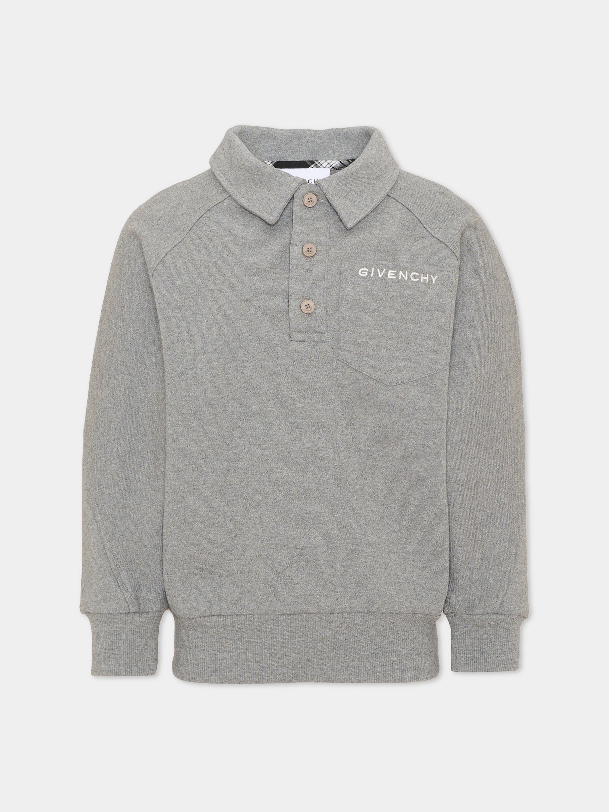 Polo grigia per bambino con logo,Givenchy Kids,H31348 A47