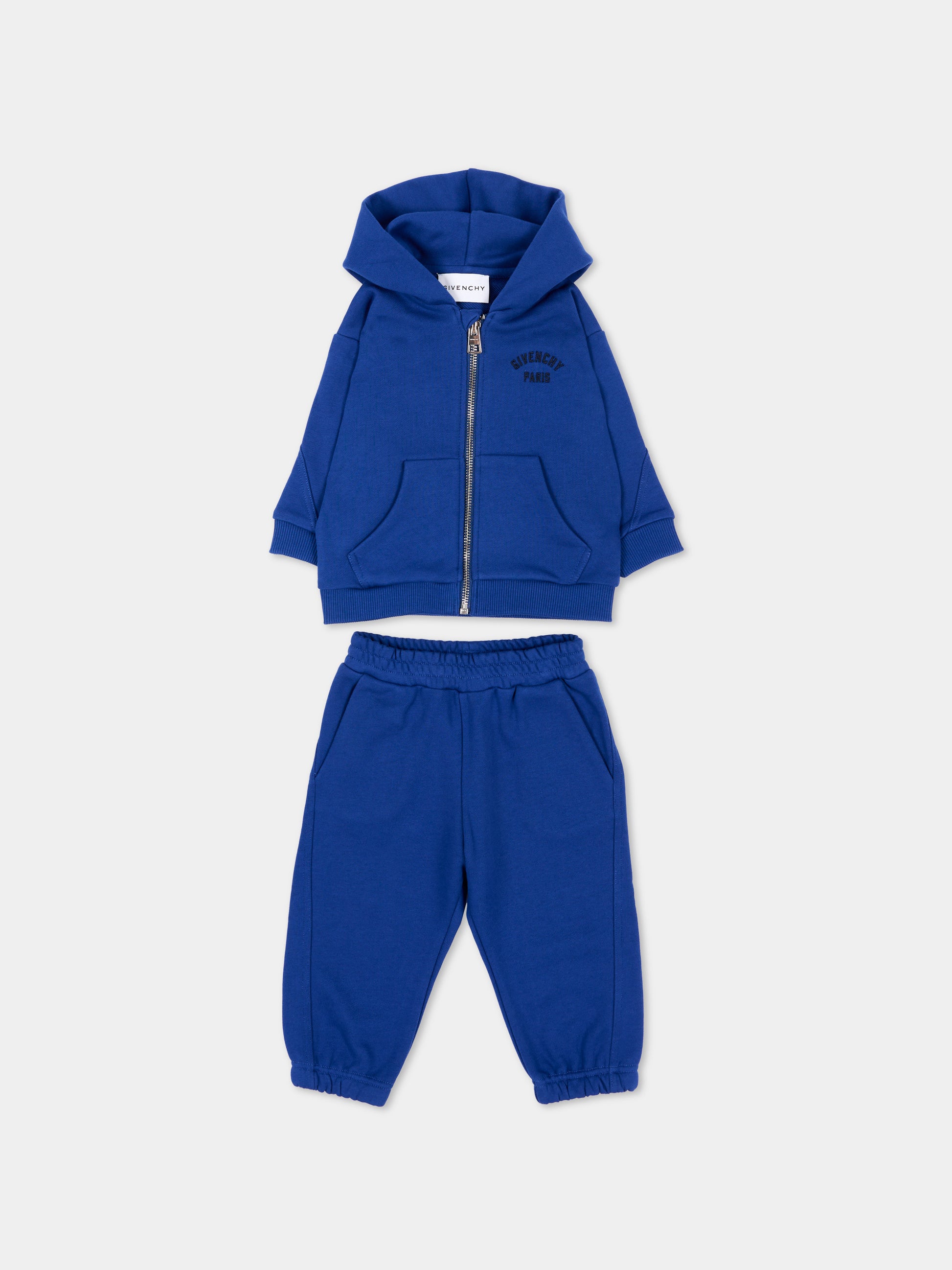 Completo sportivo lungo blu per neonato con logo,Givenchy Kids,H31366 865