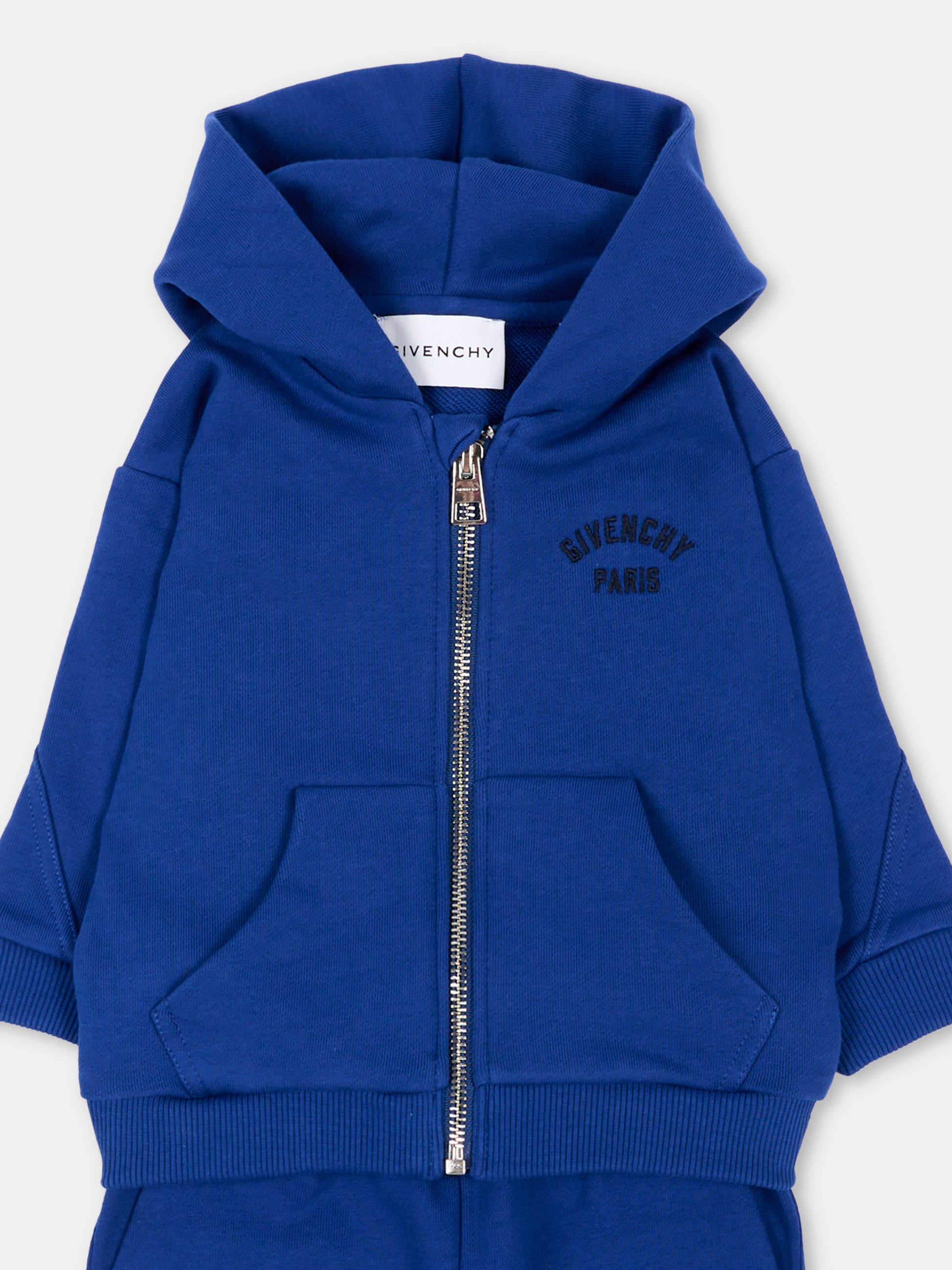 Completo sportivo lungo blu per neonato con logo,Givenchy Kids,H31366 865