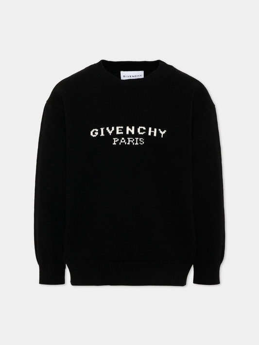 Maglione nero per bambini con logo,Givenchy Kids,H31441 09B