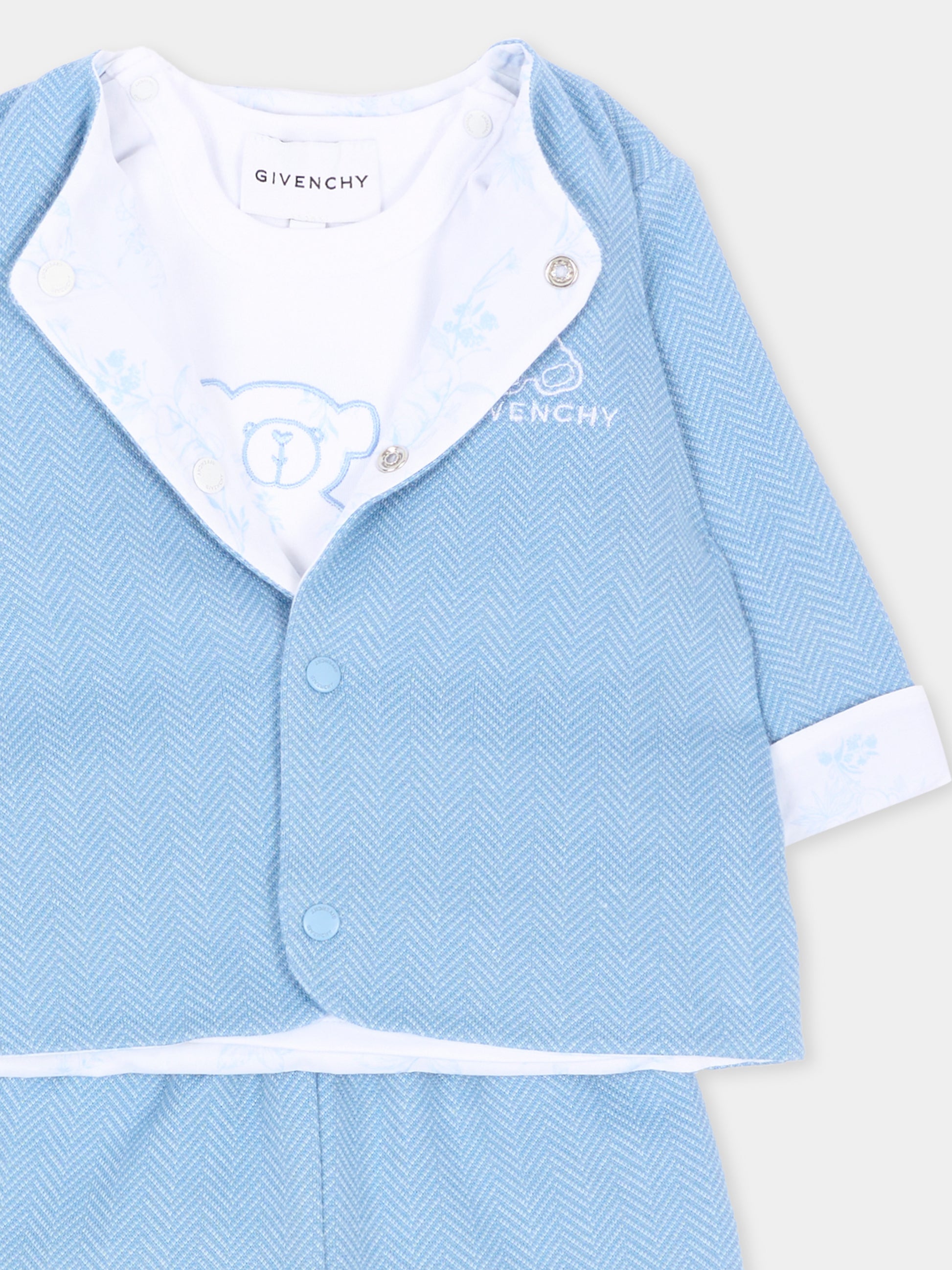 Completo nascita azzurro con ricamo,Givenchy Kids,H31537 783