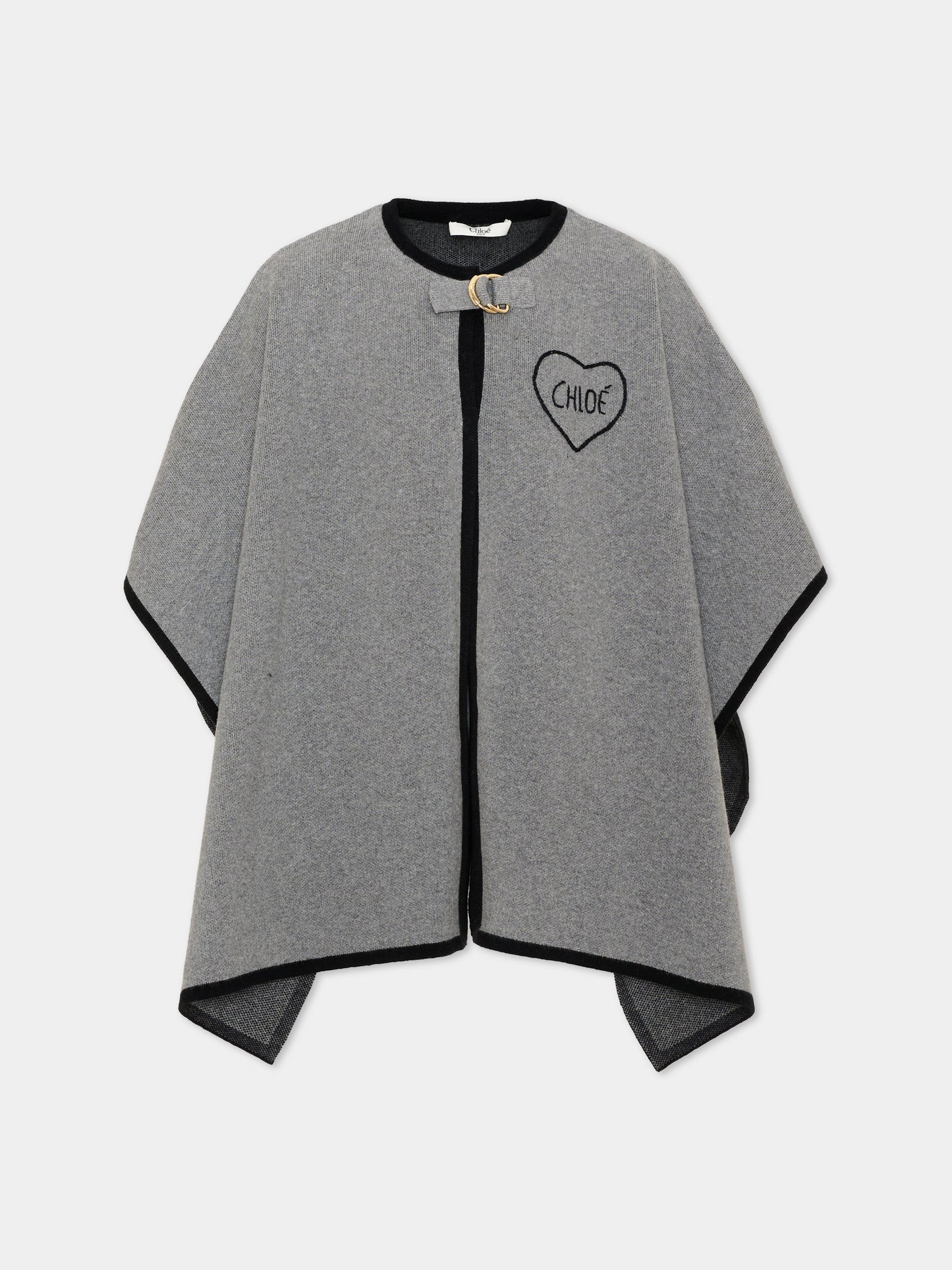 Cappa grigia per bambina in maglia con logo,Chloé Kids,C21272 A46