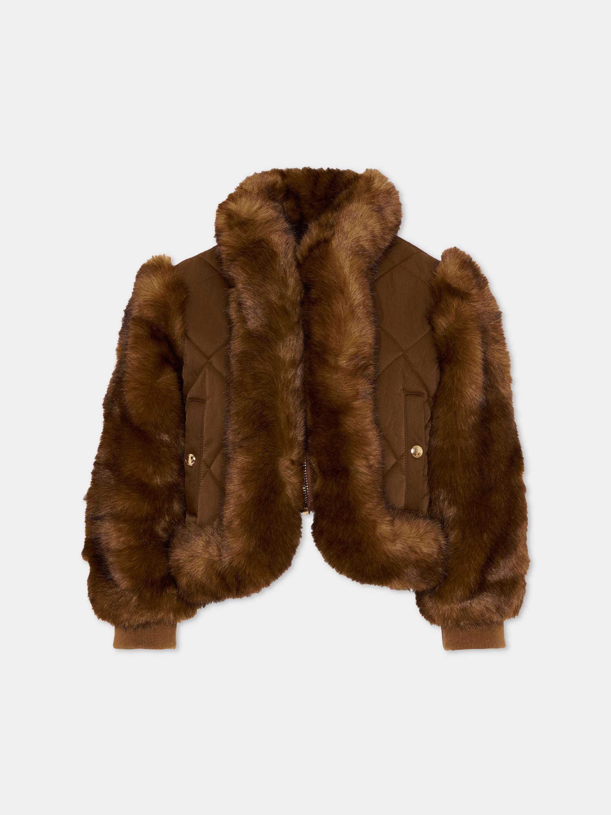 Ecopelliccia marrone per bambina,Chloé Kids,C21279 33F
