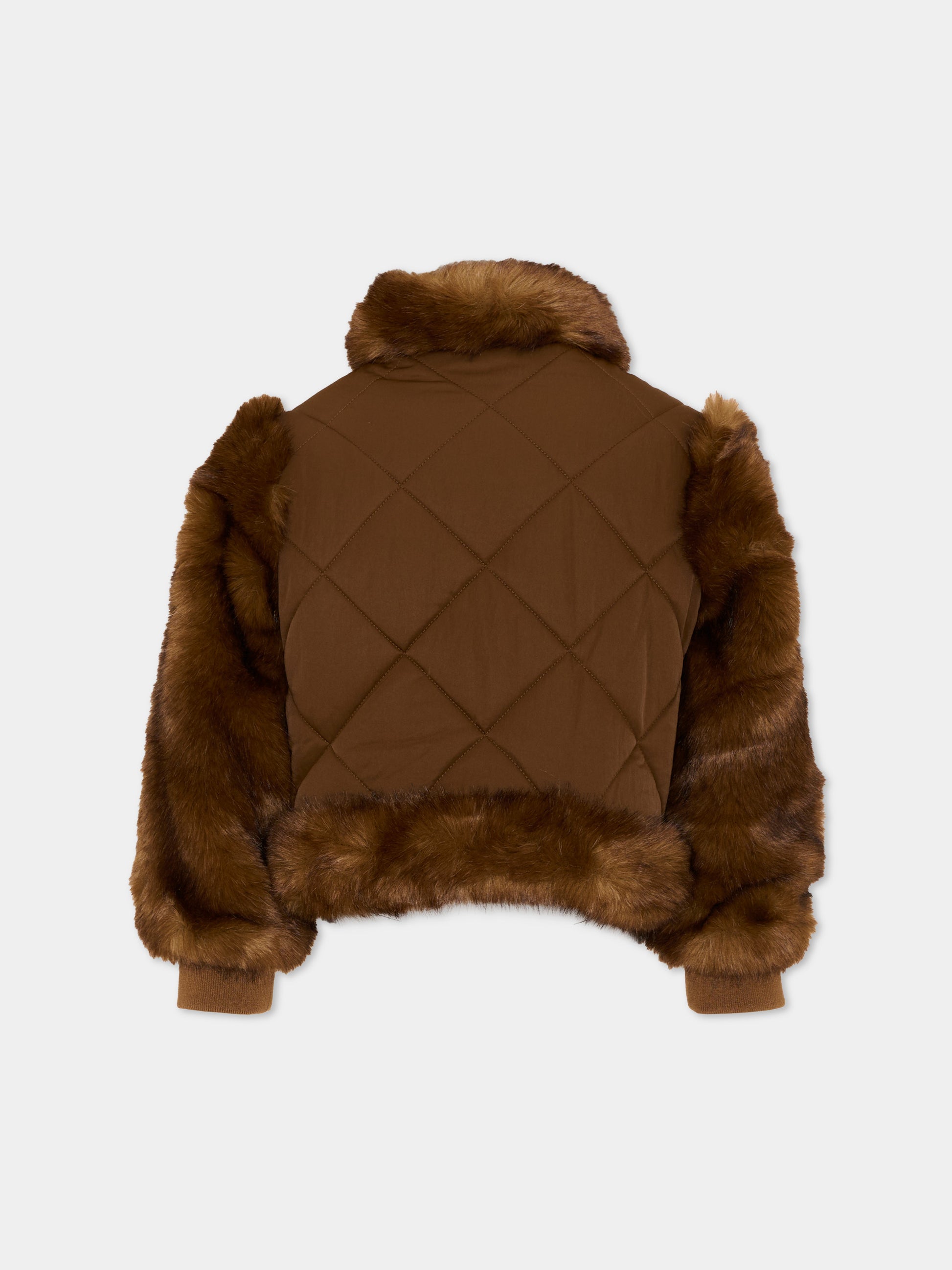 Ecopelliccia marrone per bambina,Chloé Kids,C21279 33F