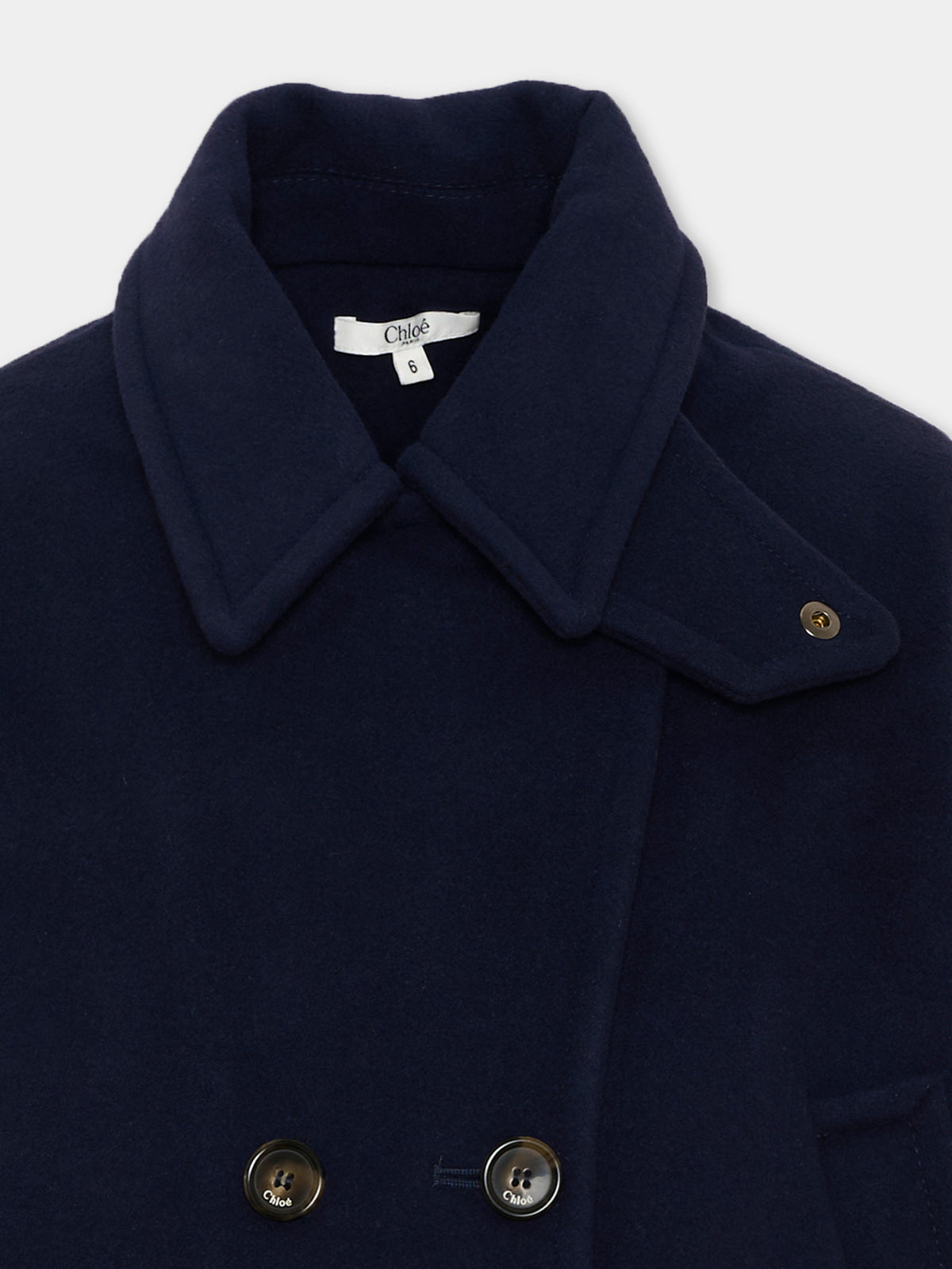 Cappotto blu per bambina doppiopetto,Chloé Kids,C21281 859