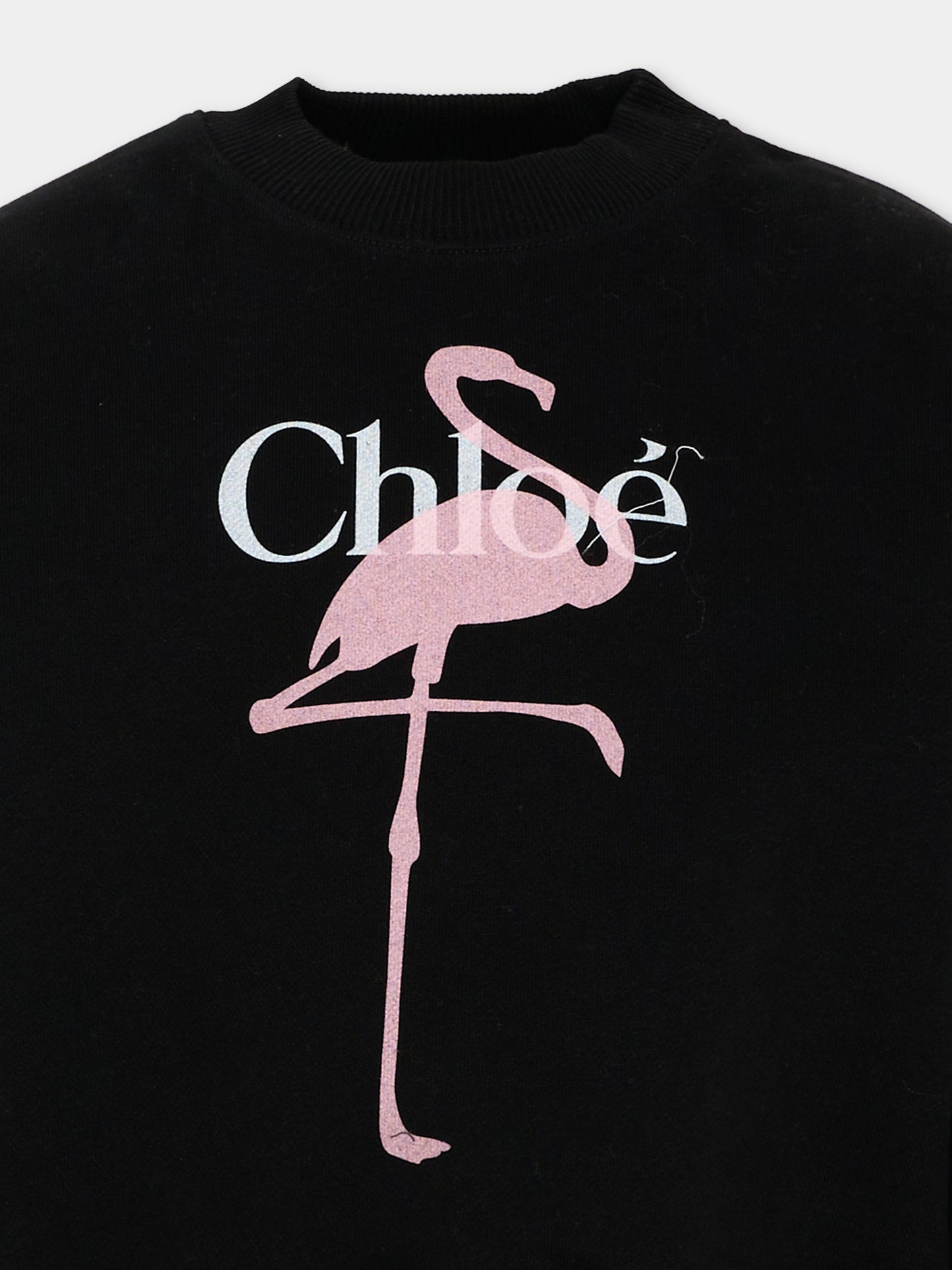 Felpa nera per bambina con stampa,Chloé Kids,C21286 09B