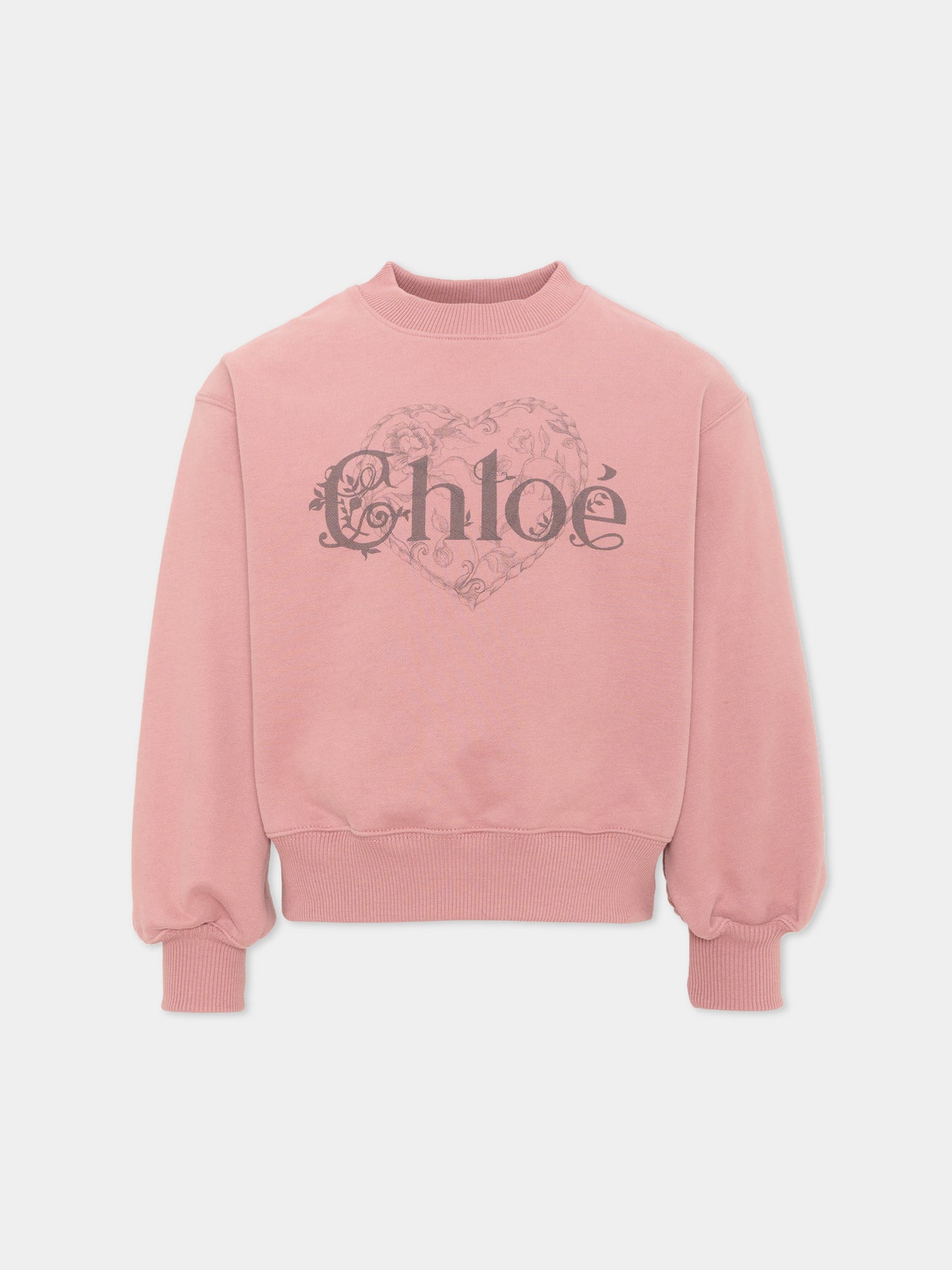 Felpa rosa per bambina con logo,Chloé Kids,C21286 48W