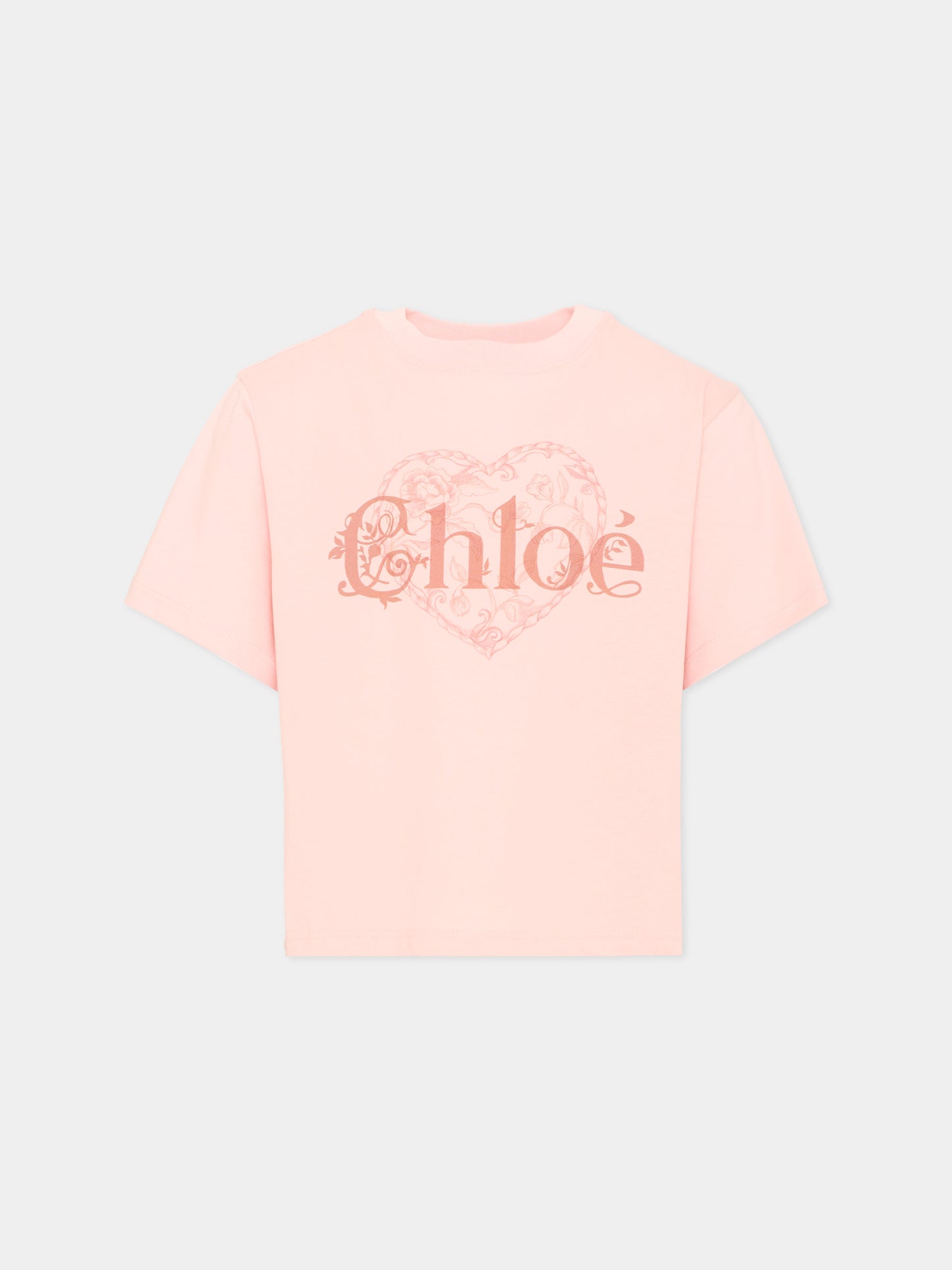 T-shirt rosa per bambina con cuore,Chloé Kids,C21300 461