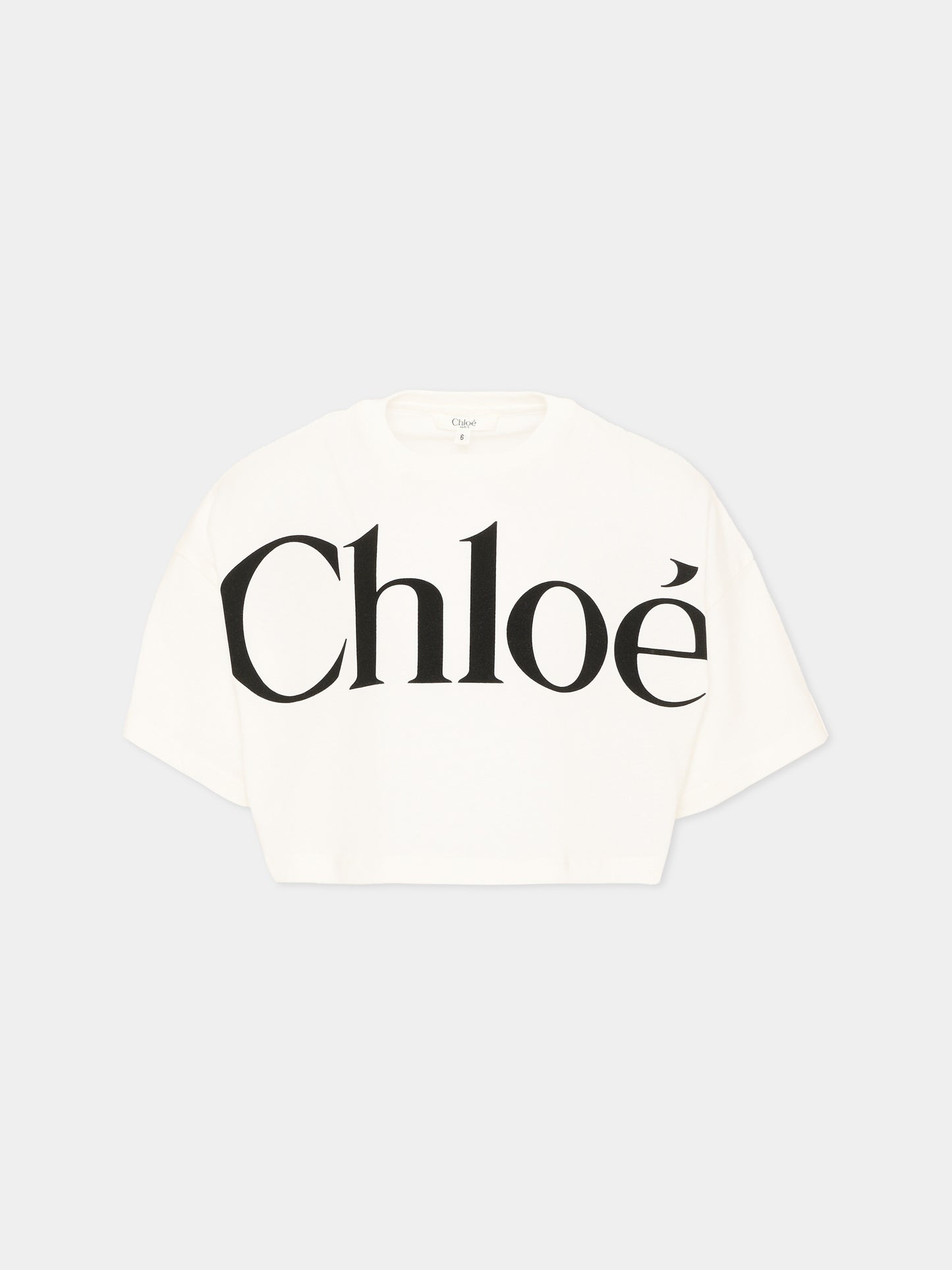 T-Shirt avorio per bambina con logo,Chloé Kids,C21305 117