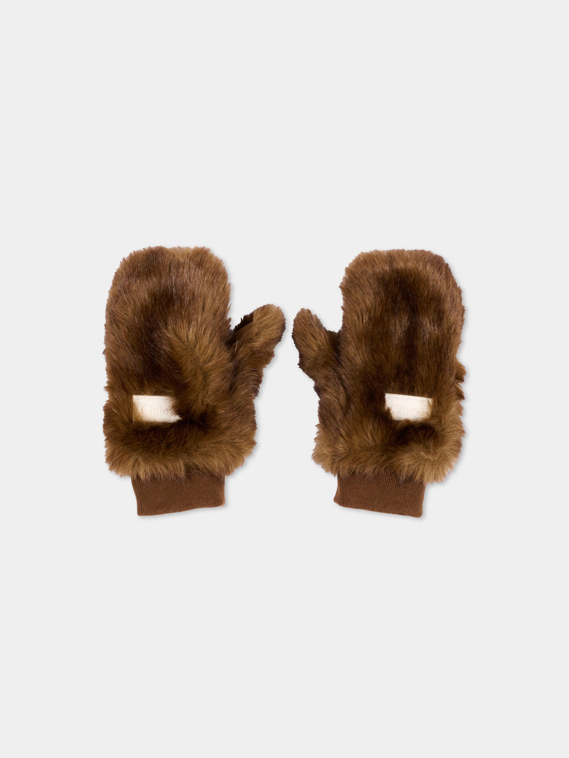 Guanti marrone per bambina,Chloé Kids,C21316 33F