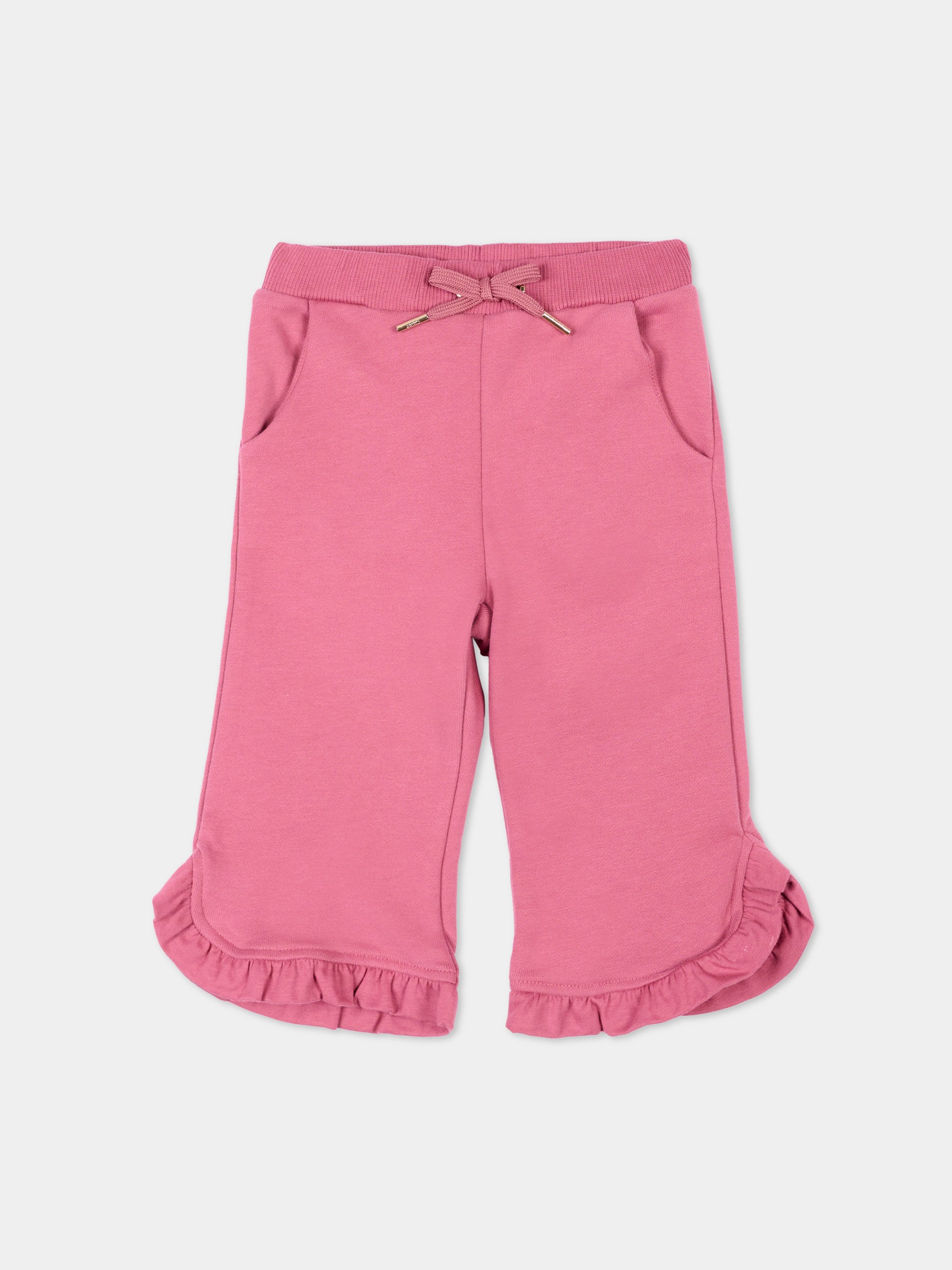 Pantaloni sportivi fucsia per neonata con logo,Chloé Kids,C21351 48S