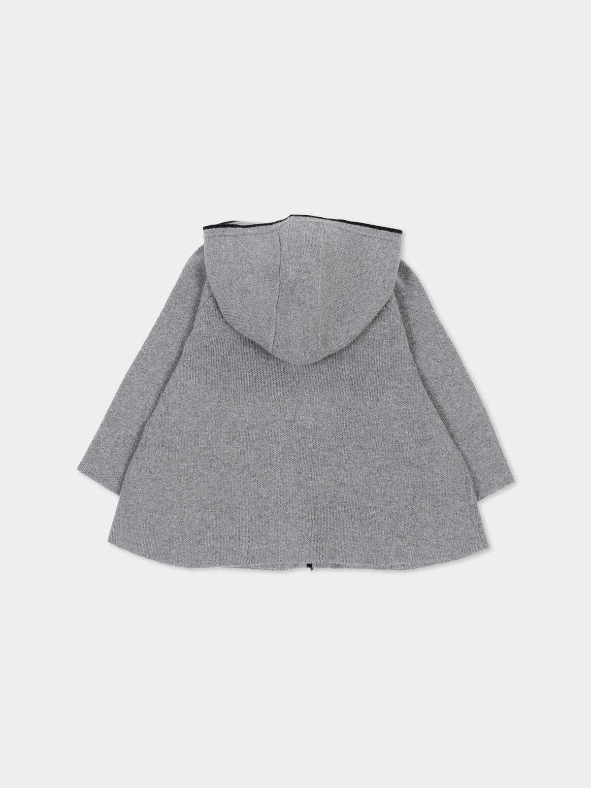 Cappa grigia per neonata con cappuccio in maglia,Chloé Kids,C21355 A46
