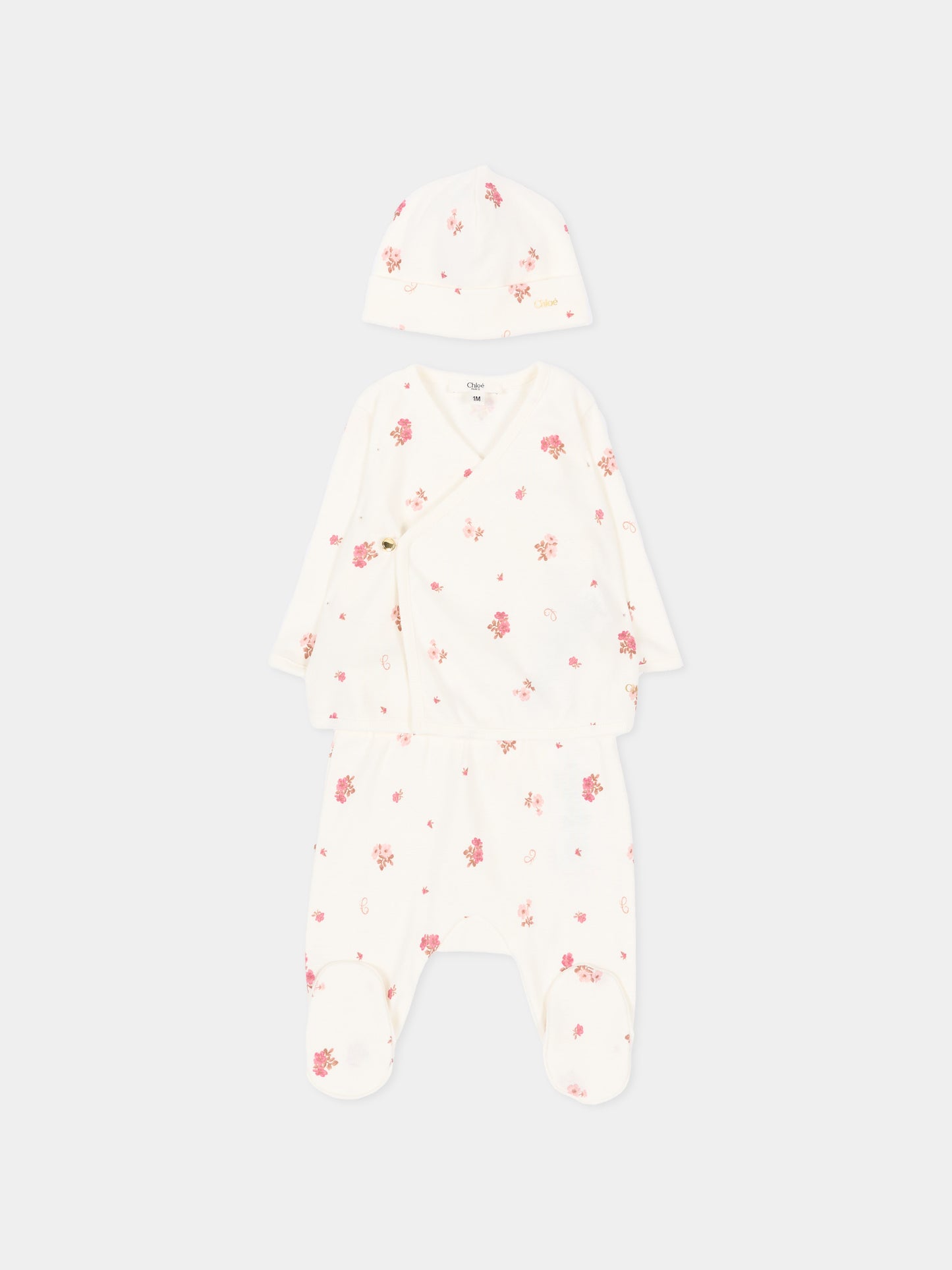 Set tutina avorio per neonata floreale,Chloé Kids,C21370 117