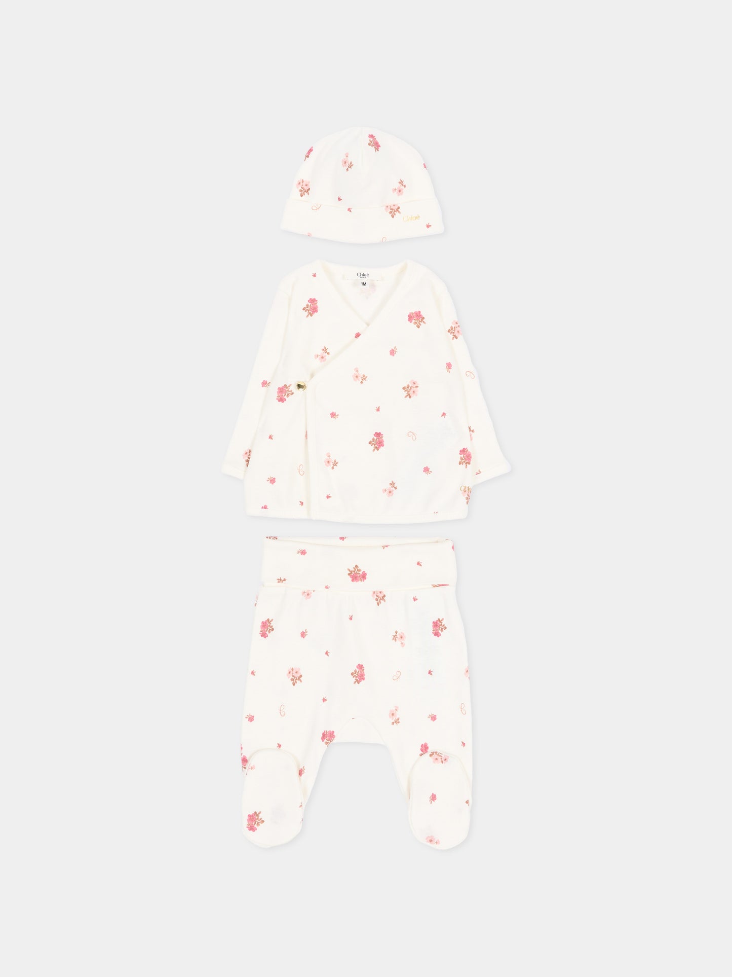 Set tutina avorio per neonata floreale,Chloé Kids,C21370 117
