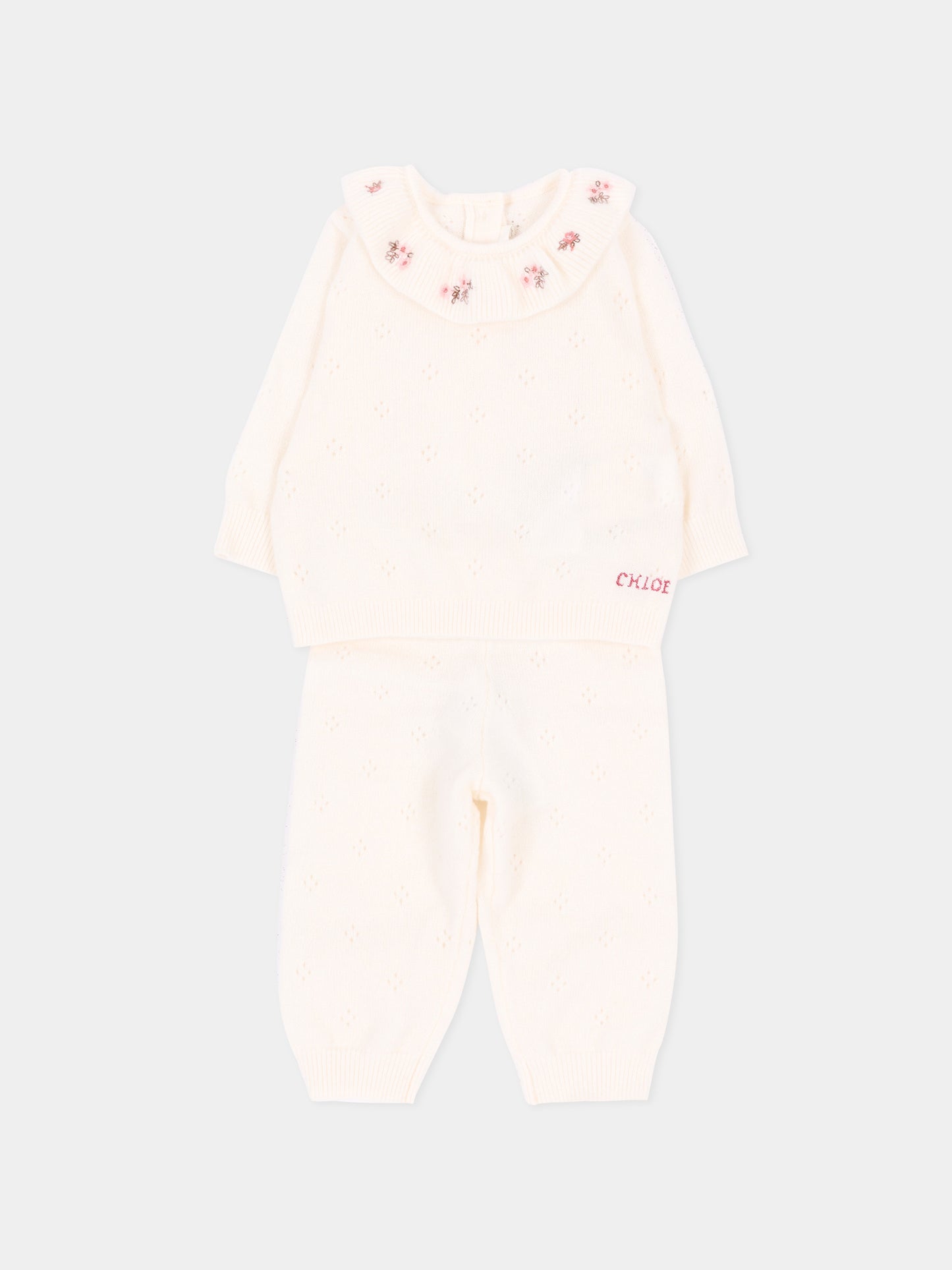 Completo nascita avorio per neonata in maglia,Chloé Kids,C21373 148