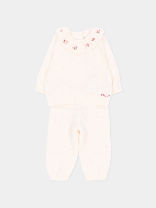 Completo nascita avorio per neonata in maglia,Chloé Kids,C21373 148