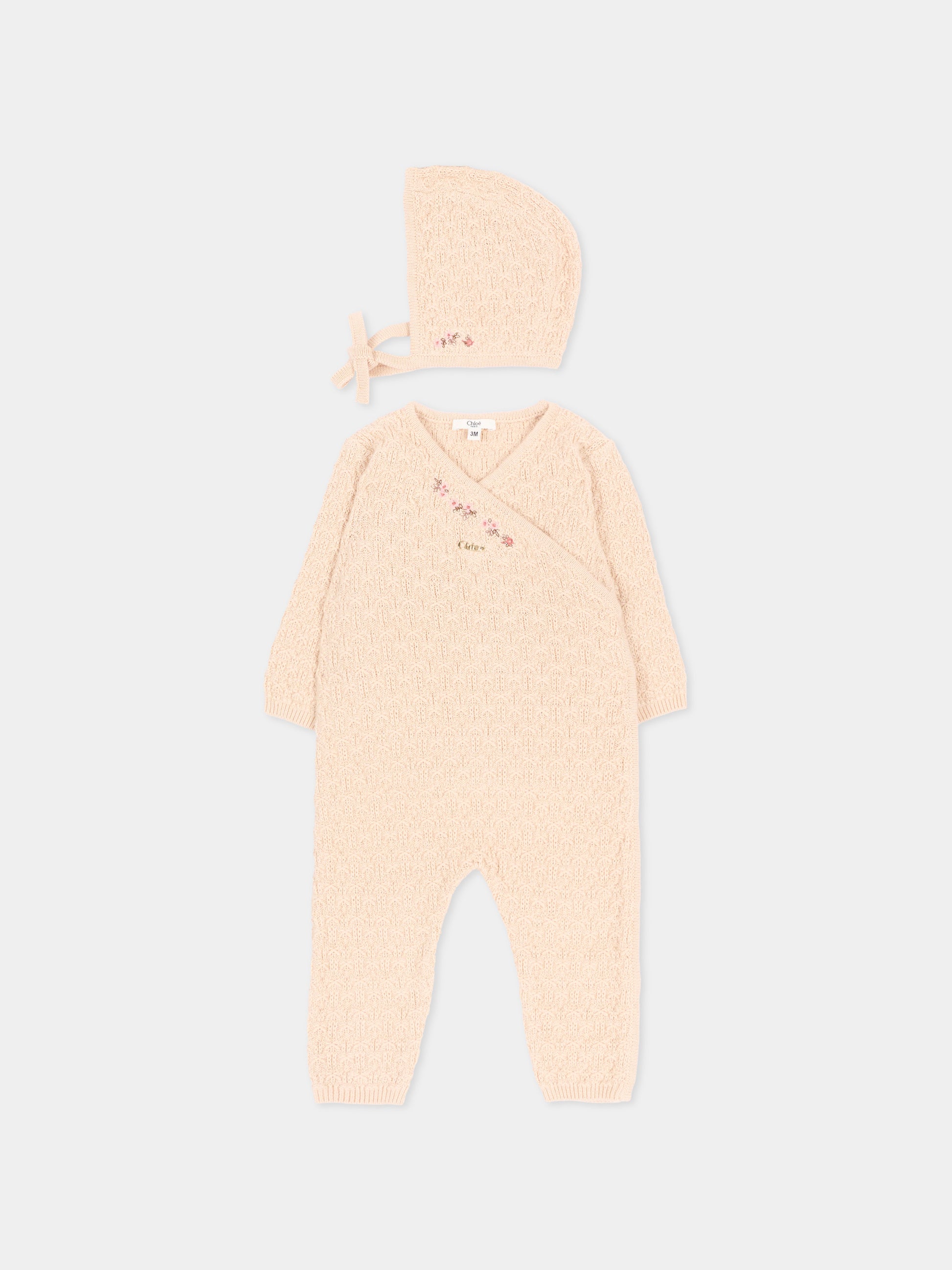 Set Tutine avorio per neonata in maglia,Chloé Kids,C21374 20E
