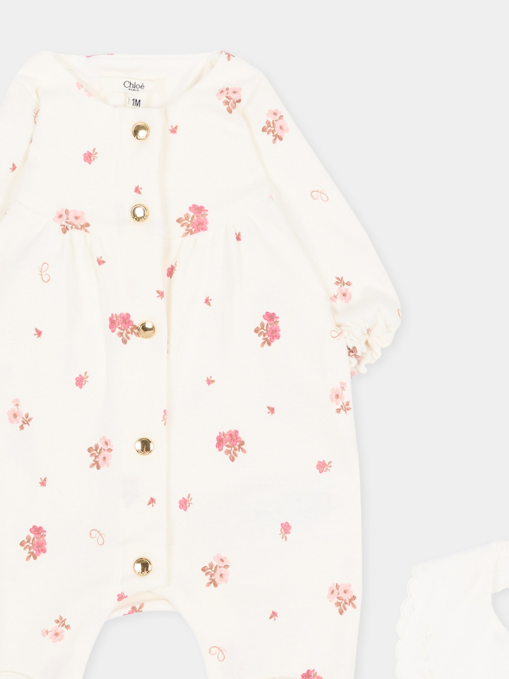 Set tutina avorio per neonata floreale,Chloé Kids,C21403 117