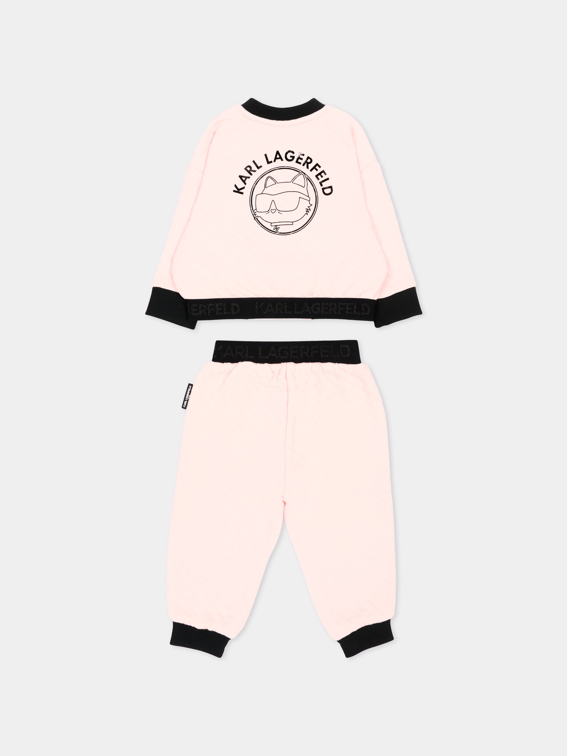 Completo sportivo rosa per neonata con  Choupette,Karl Lagerfeld Kids,Z31278 46M