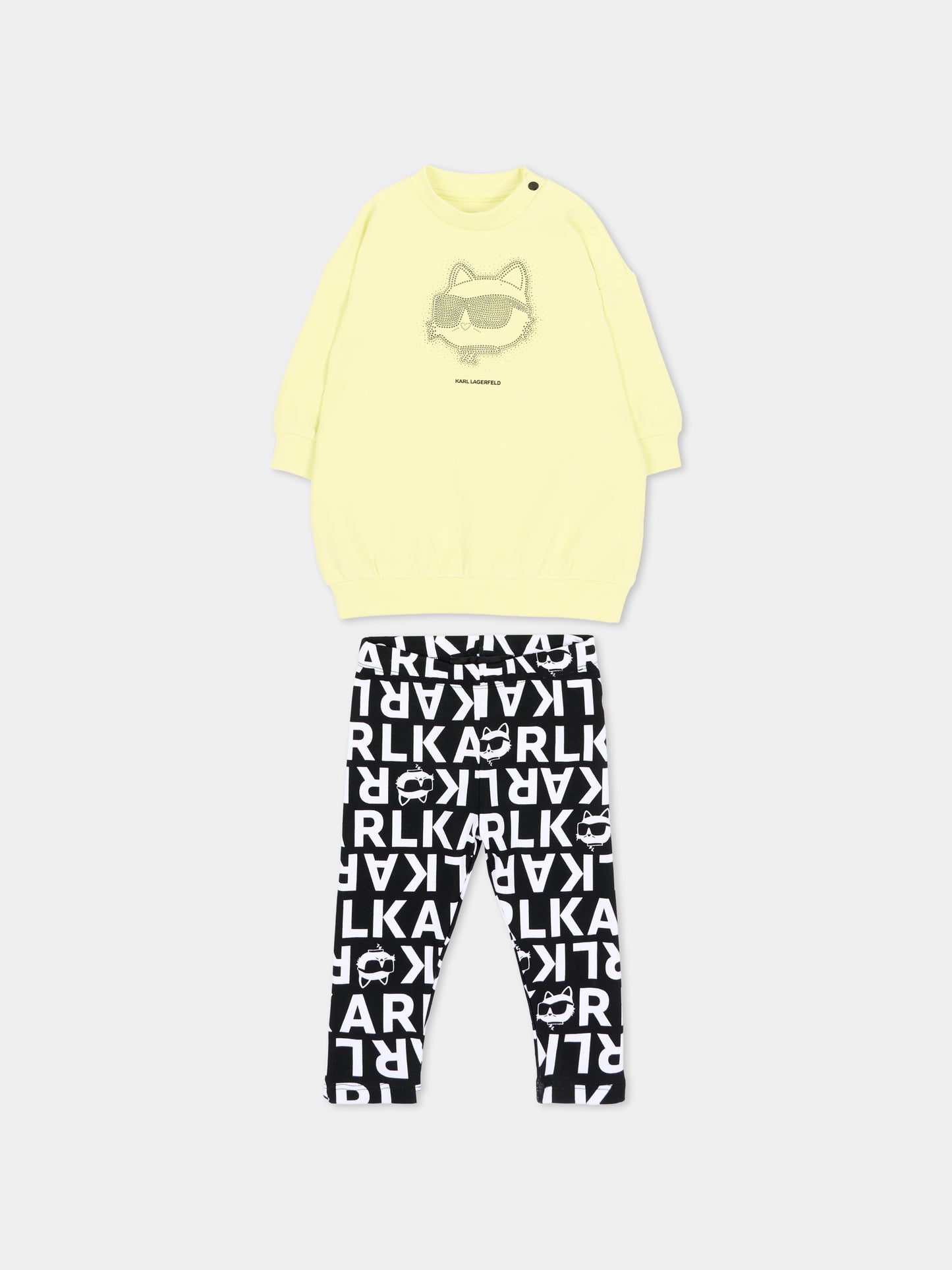 Completo sportivo lungo giallo per neonata con logo,Karl Lagerfeld Kids,Z31295 532