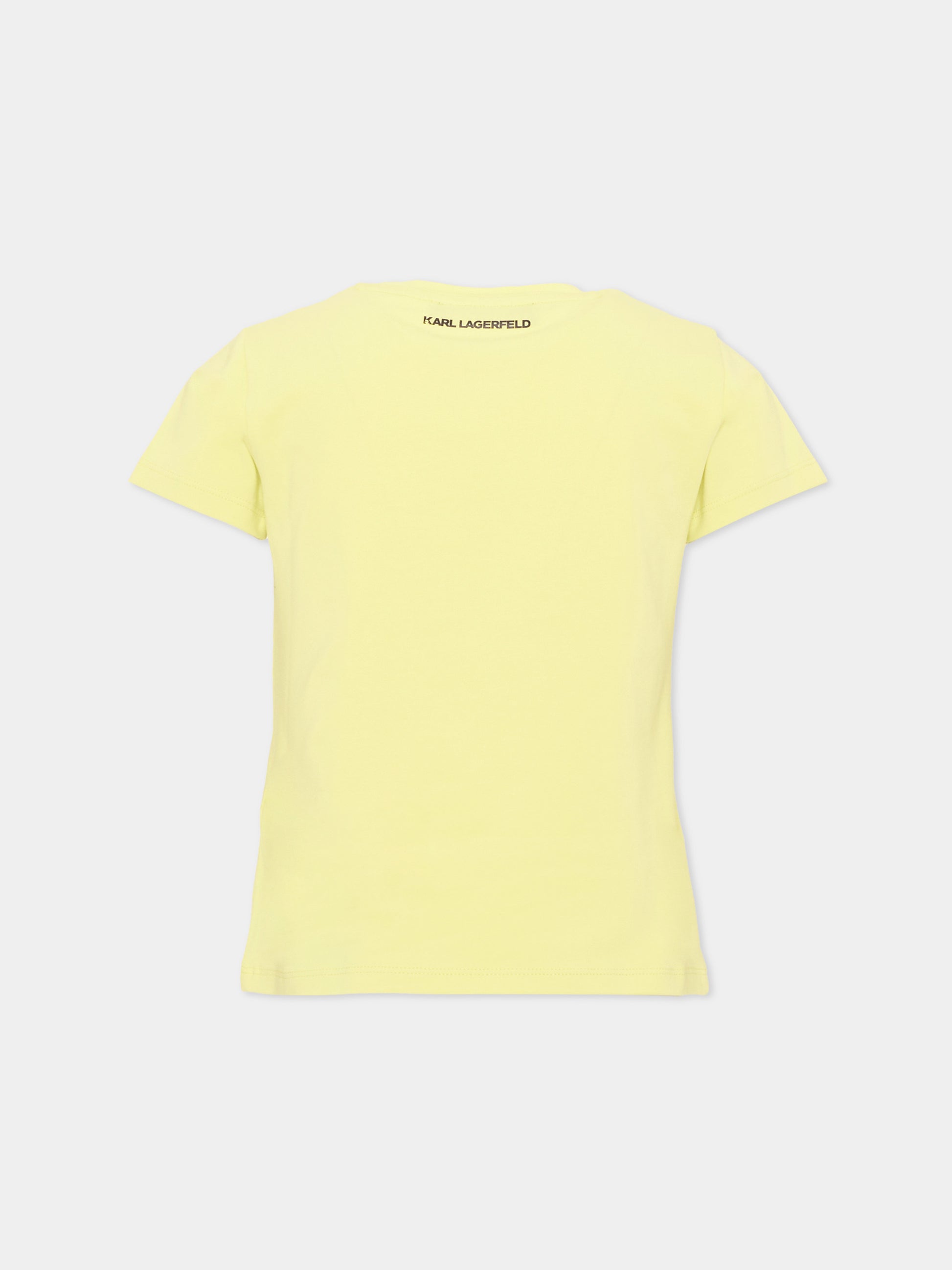 T-shirt gialla per bambina con stampa,Karl Lagerfeld Kids,Z31309 532