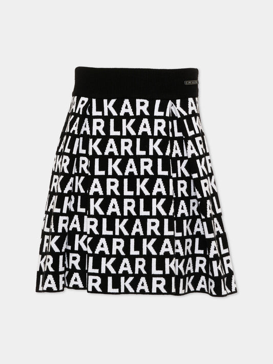 Gonna nera per bambina con logo,Karl Lagerfeld Kids,Z31348 M41