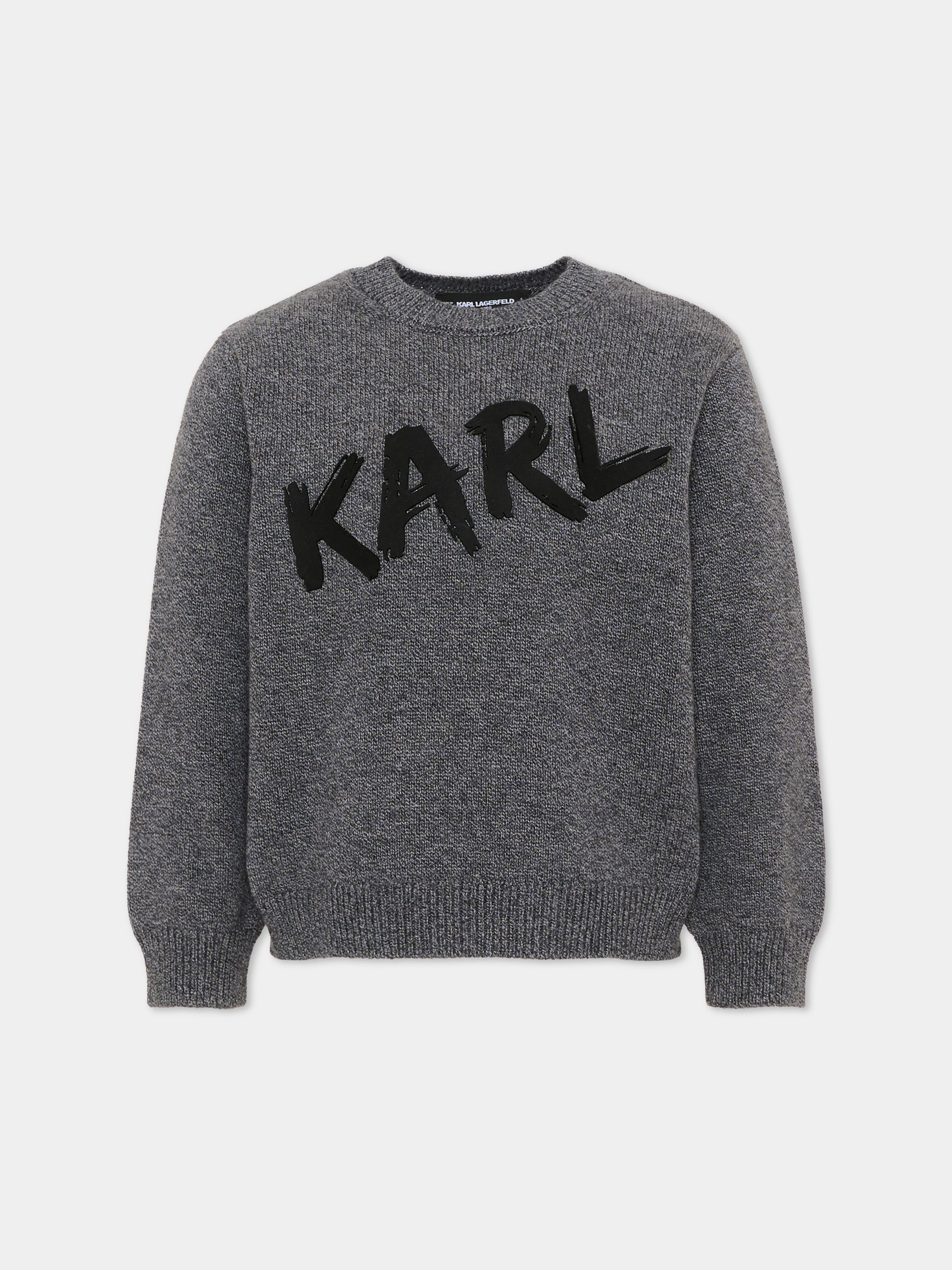 Maglione grigio per bambino con logo,Karl Lagerfeld Kids,Z31380 A65