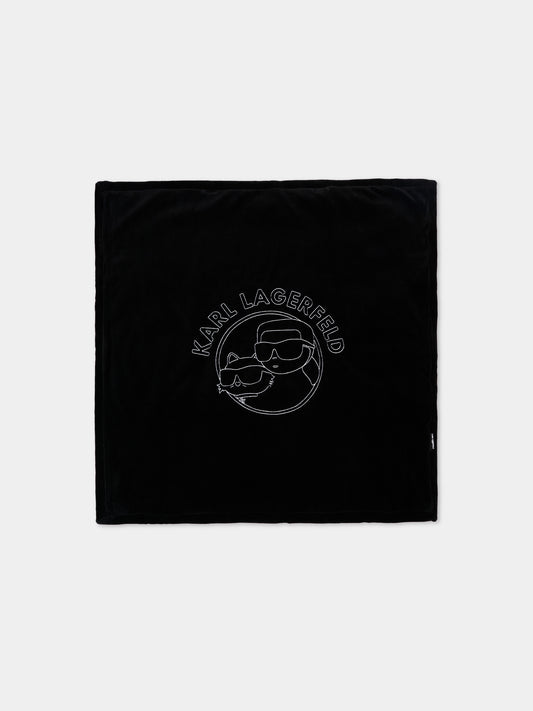 Coperta nera per neonati con logo,Karl Lagerfeld Kids,Z31418 09B