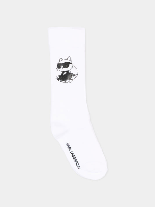 Calzino bianco per bambina con Choupette,Karl Lagerfeld Kids,Z31450 10P