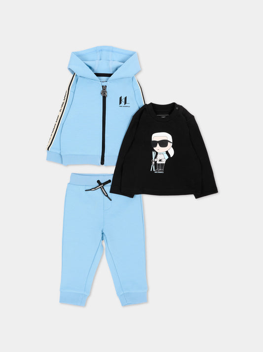 Completo sportivo azzurro per neonato con logo,Karl Lagerfeld Kids,Z31482 788